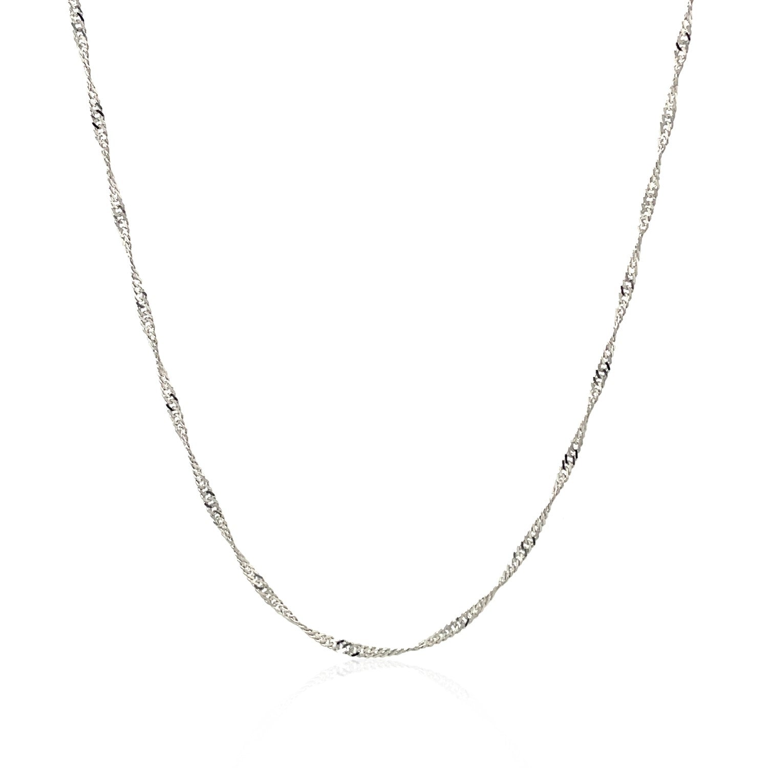 Elegant 14k white gold Singapore chain, 1.30 mm, featuring a refined round design for timeless luxury.