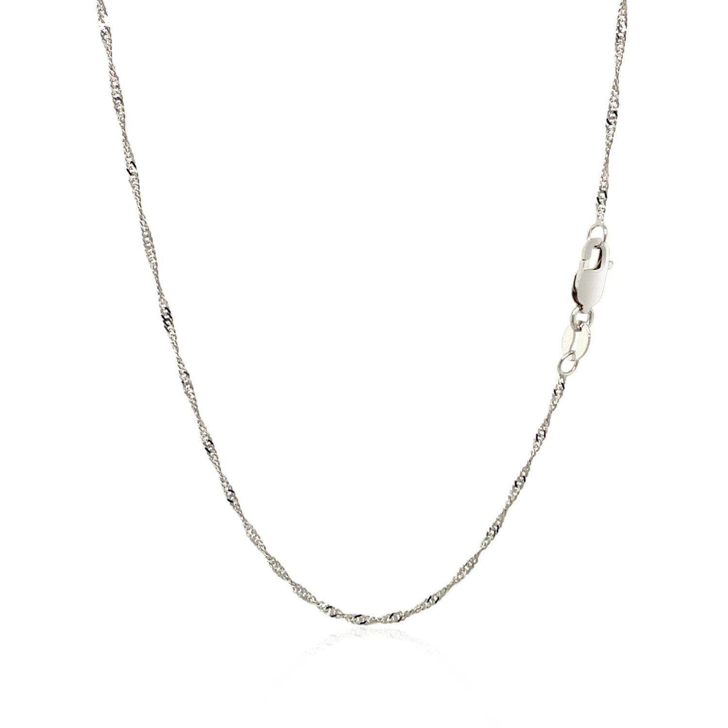 Elegant 14k white gold Singapore chain featuring a refined round design, perfect for layering or standalone wear.