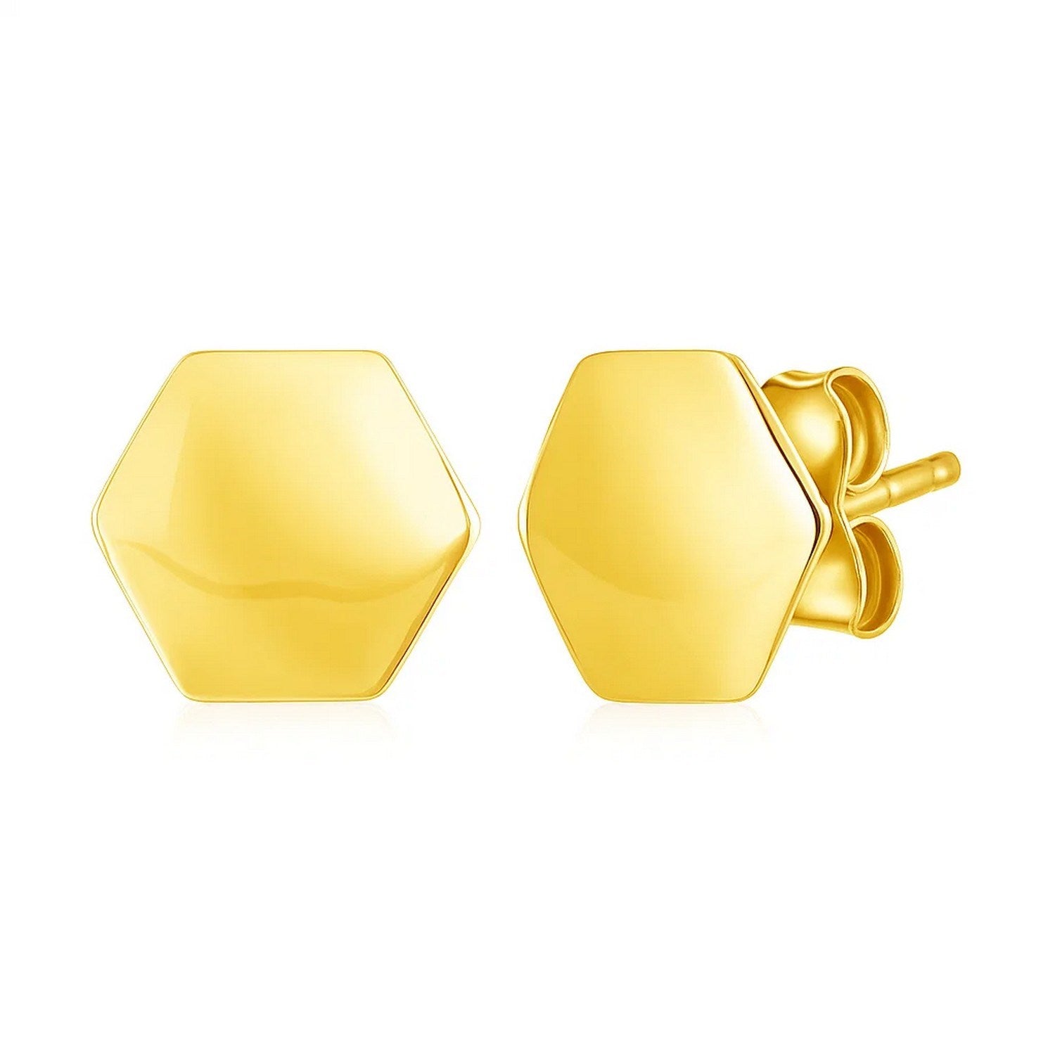14k yellow gold modern hexagon stud earrings with sleek design, perfect for elevating any luxury jewelry collection.