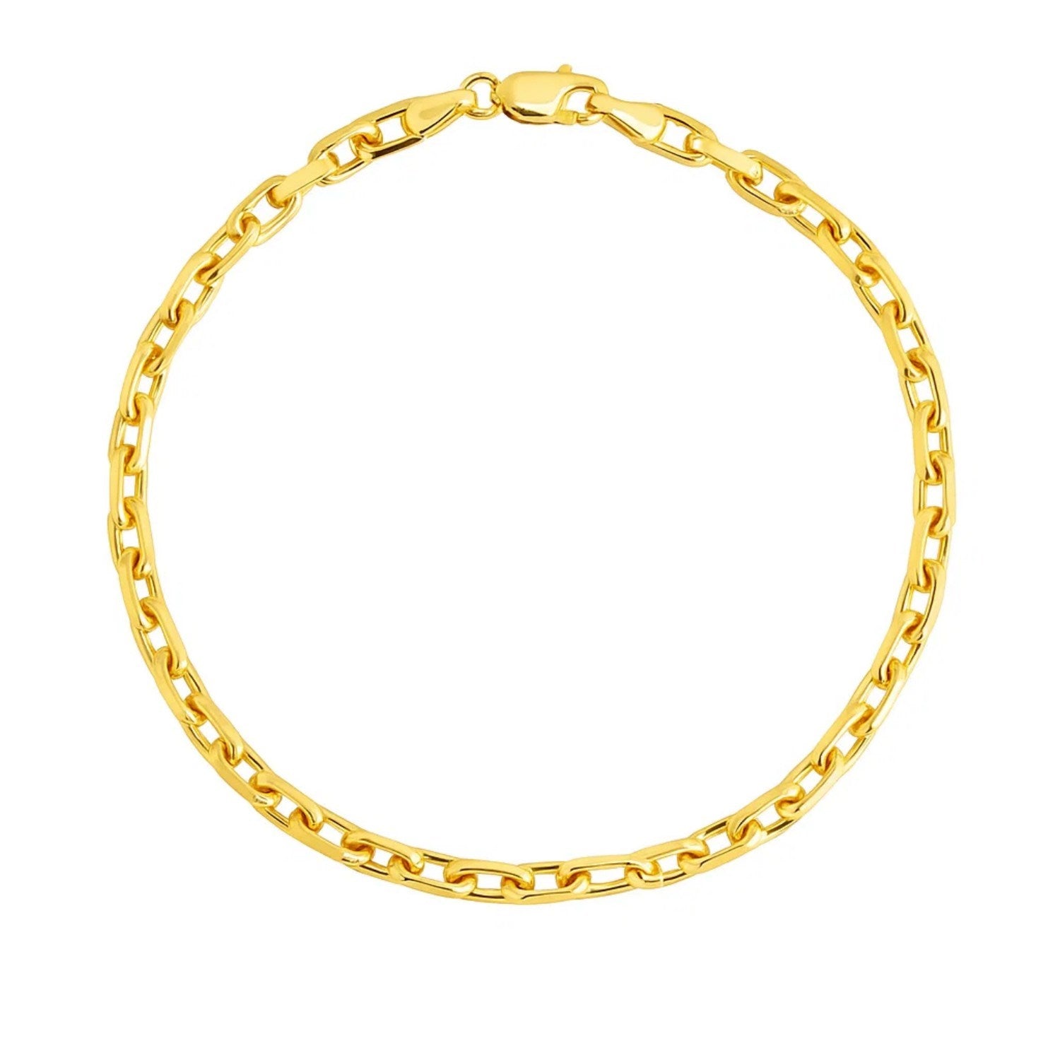 14k yellow gold French cable chain bracelet featuring a sleek modern design and elegant round links.