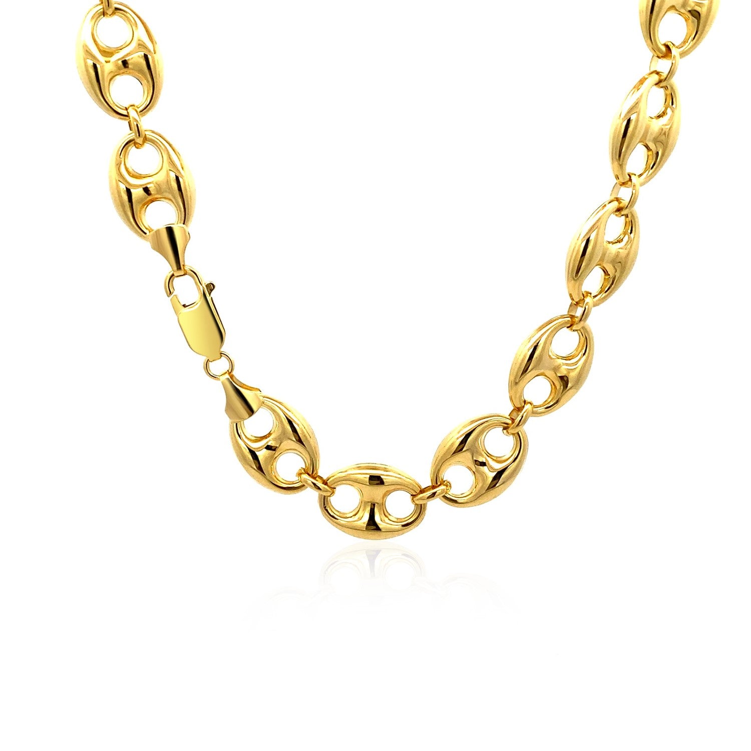 14k yellow gold puffed mariner link chain with classic round design, elevating any luxury jewelry collection.