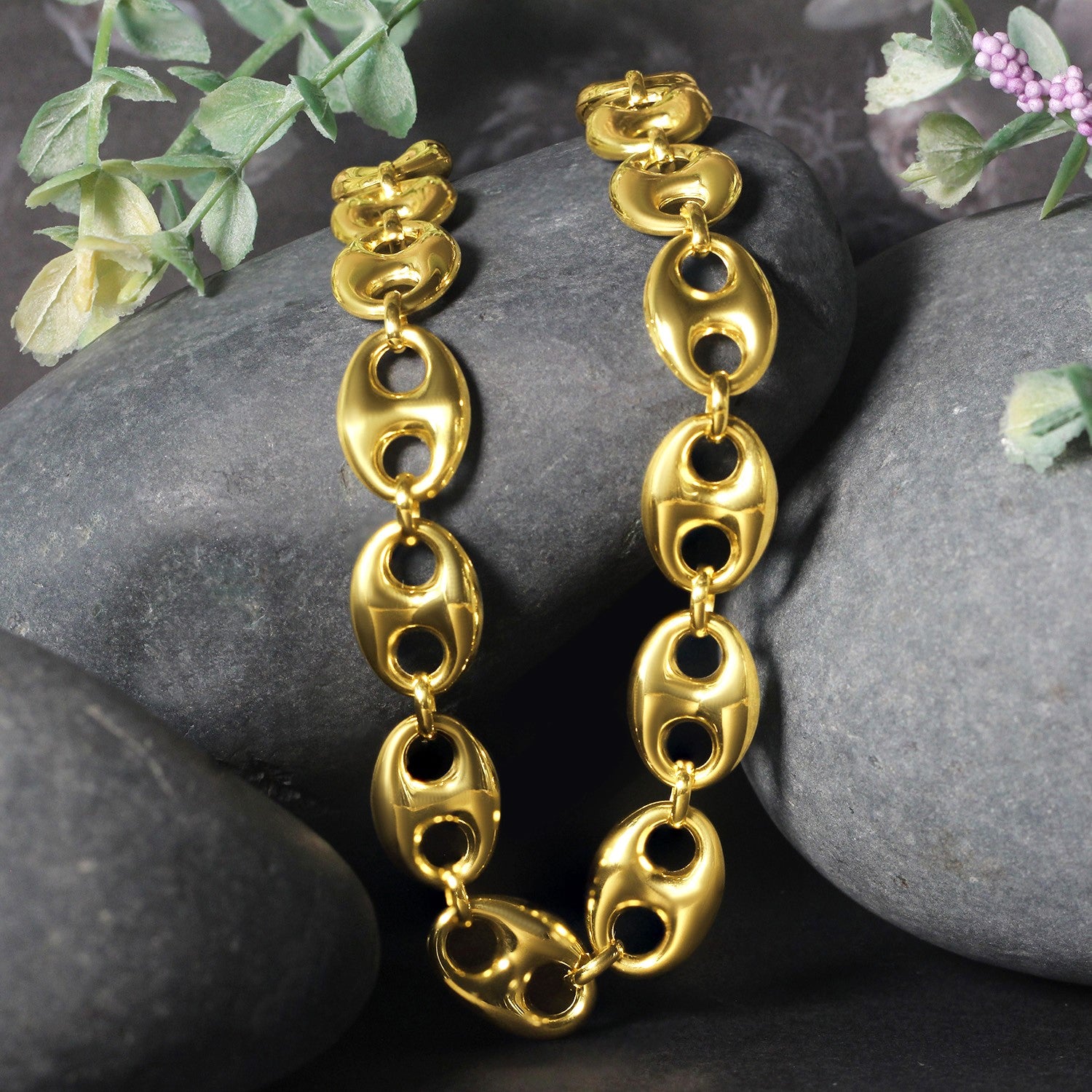 14k yellow gold puffed mariner link chain with classic round design, perfect for elegant layering or standalone wear.
