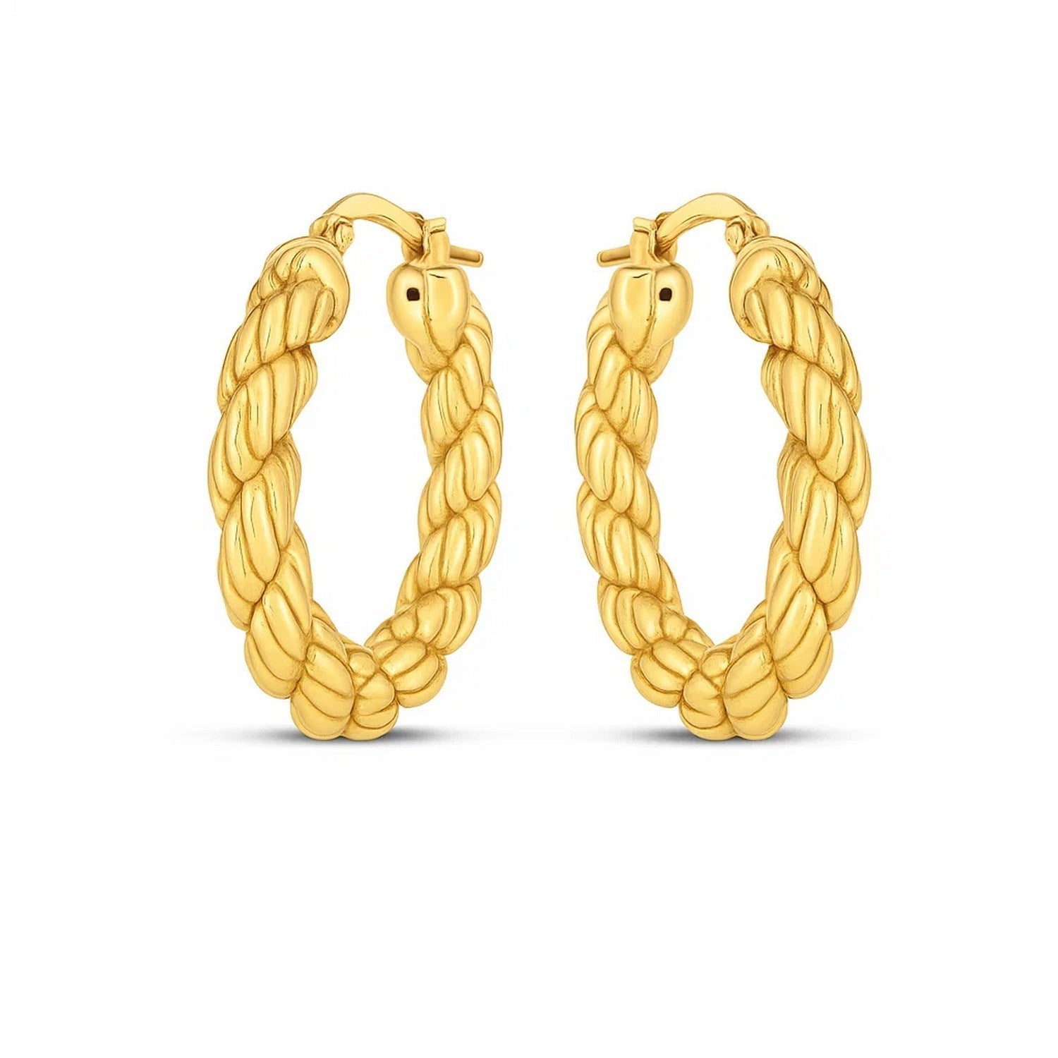 14k yellow gold classic rope hoop earrings showcasing elegant craftsmanship and timeless design.