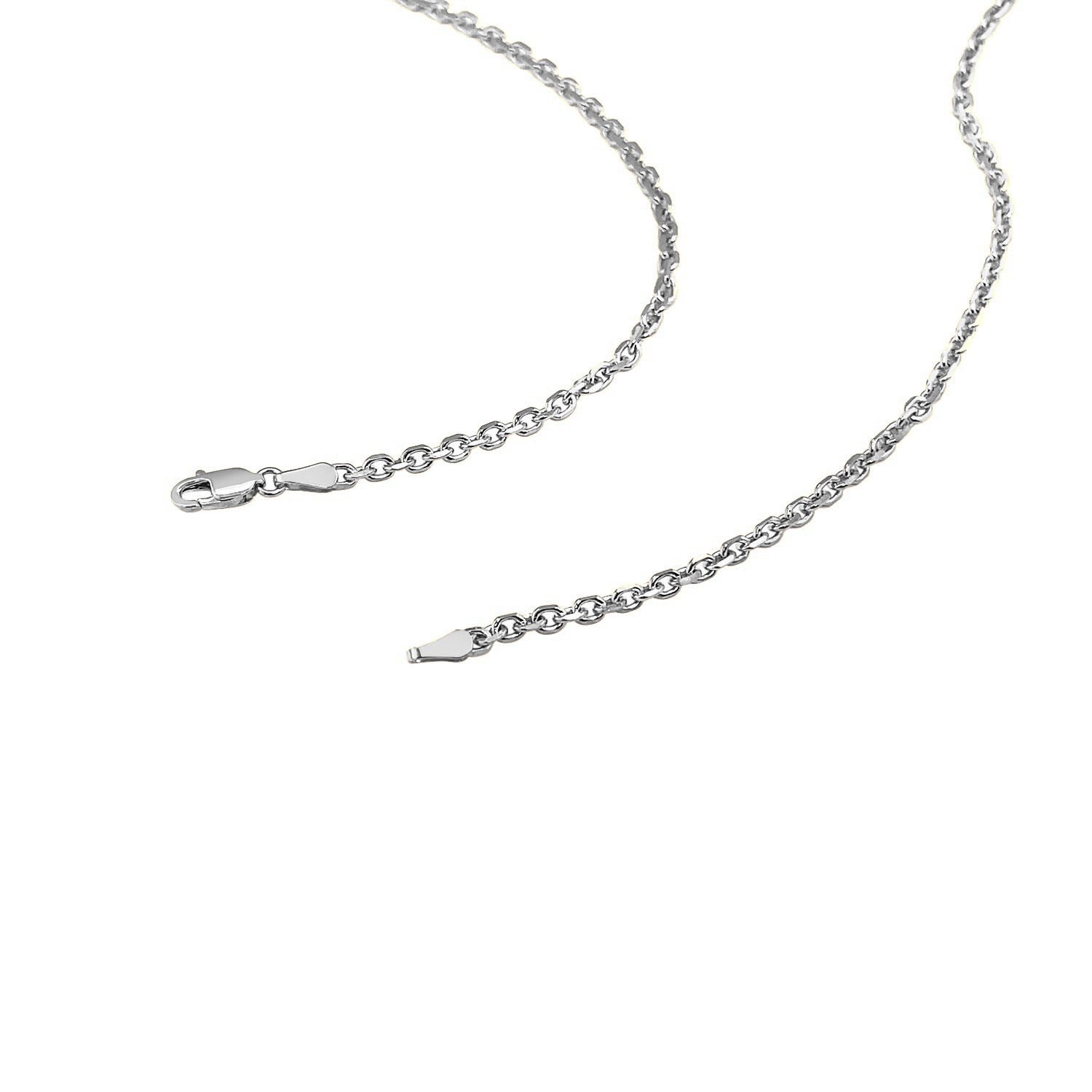 14k white gold diamond cut cable link chain, modern design, 2.60 mm width, showcasing exquisite craftsmanship.
