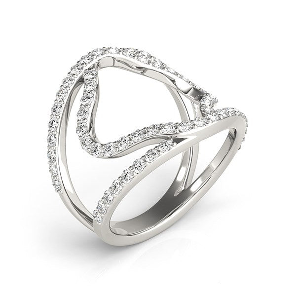 14k white gold diamond flower style dual band ring featuring exquisite floral design and 5/8 cttw of sparkling diamonds