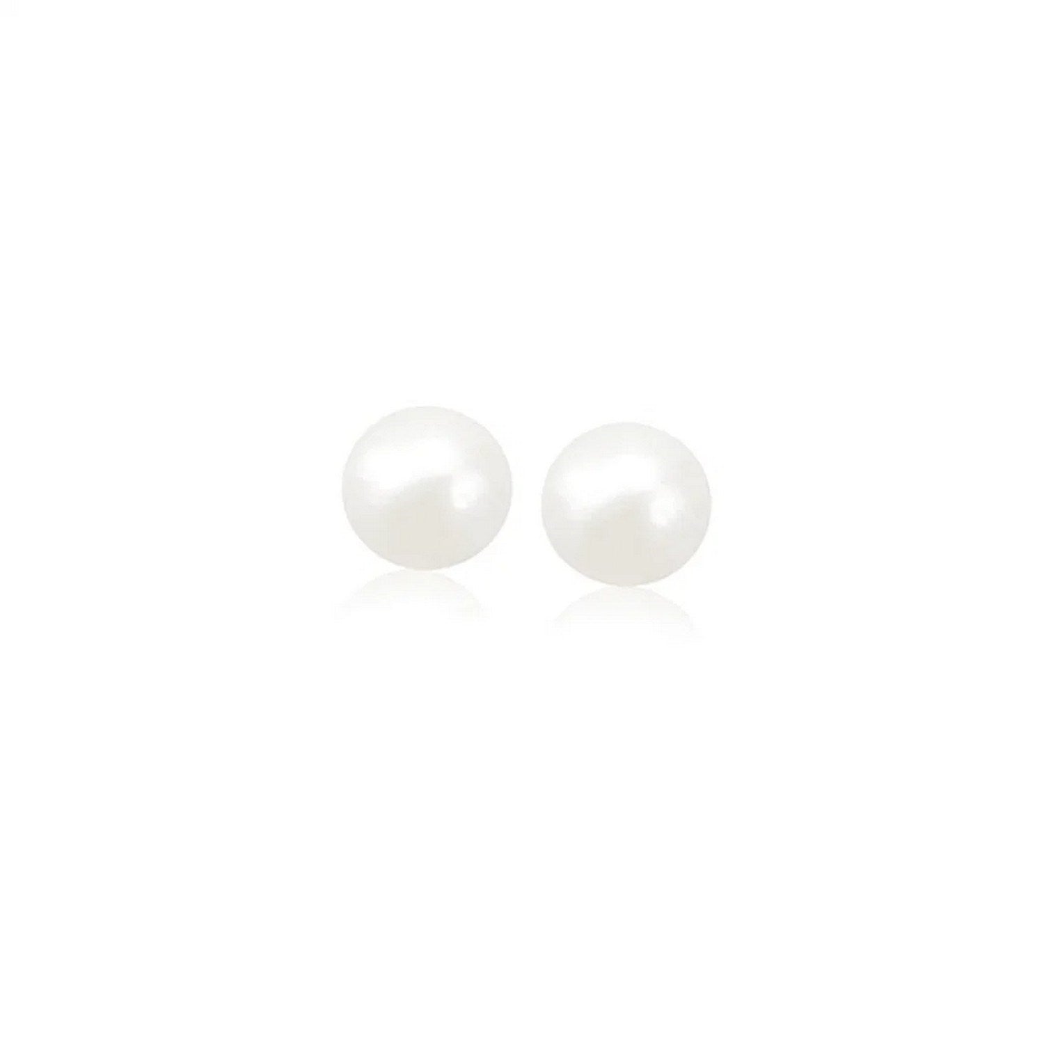 14k yellow gold stud earrings featuring elegant 4mm freshwater cultured pearls for a timeless luxury look.
