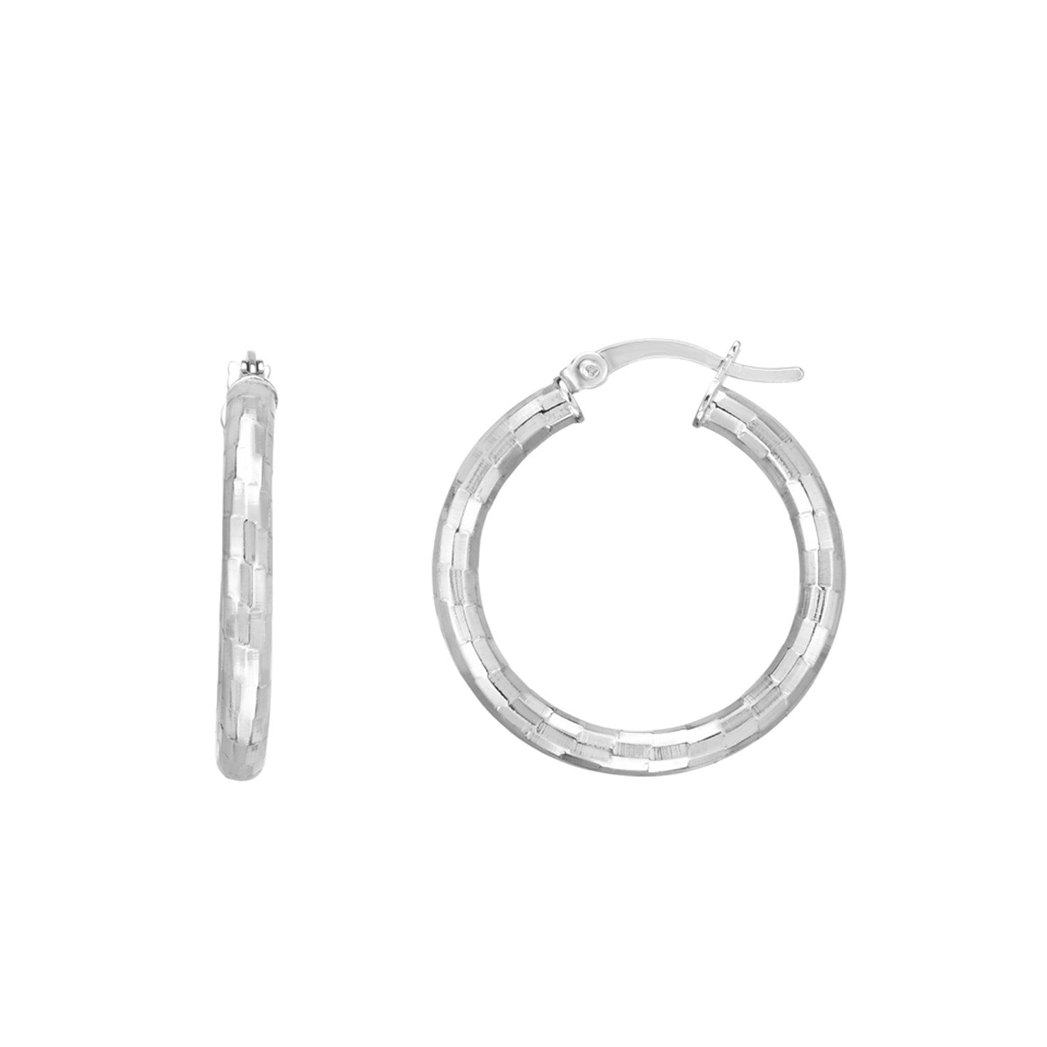 Sterling silver large hoop earrings with a modern hammered texture, perfect for elegant everyday wear.