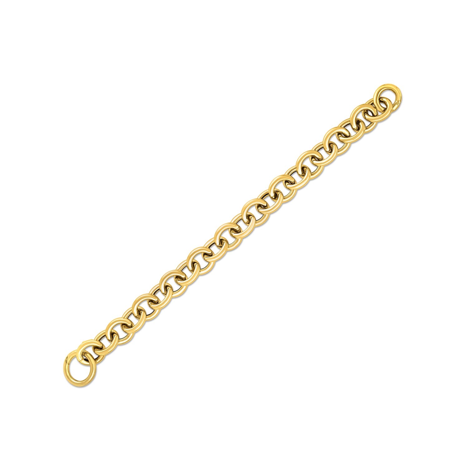 14k yellow gold round link bracelet featuring a modern chain design, perfect for elegant layering or standalone wear.