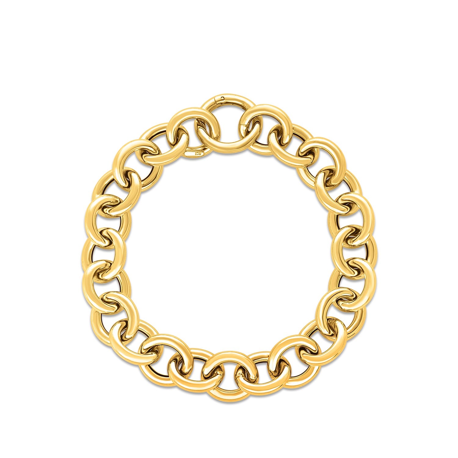 14k yellow gold round link bracelet with modern chain design, showcasing elegance and luxury in every detail.