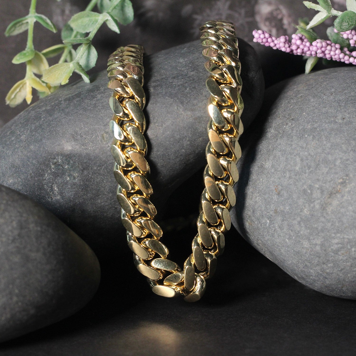 14k yellow gold classic Miami Cuban solid chain, 10.10 mm, showcasing luxurious craftsmanship and timeless elegance.
