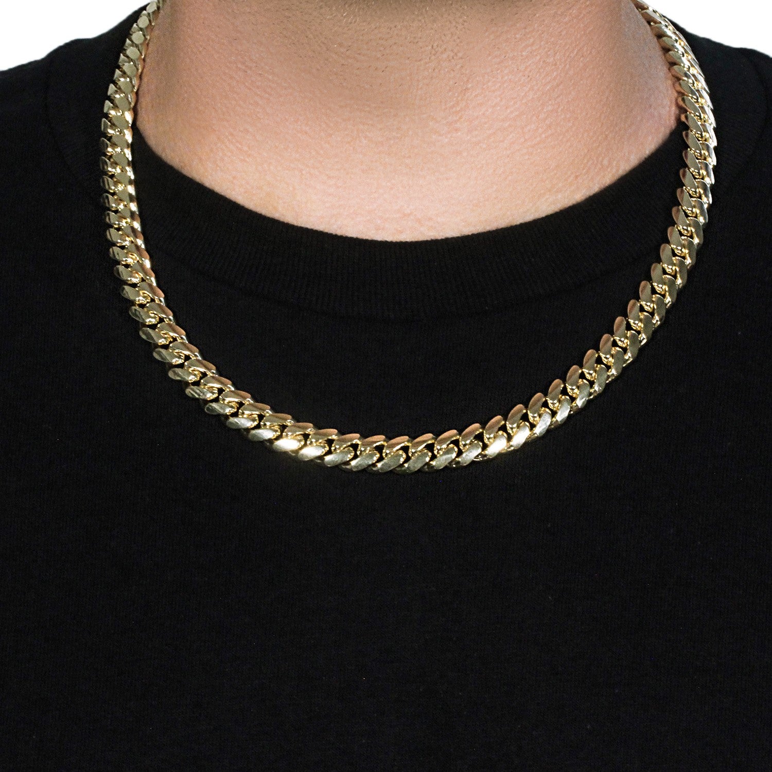 14k yellow gold classic Miami Cuban solid chain, 10.10 mm width, showcasing timeless elegance and luxurious craftsmanship.