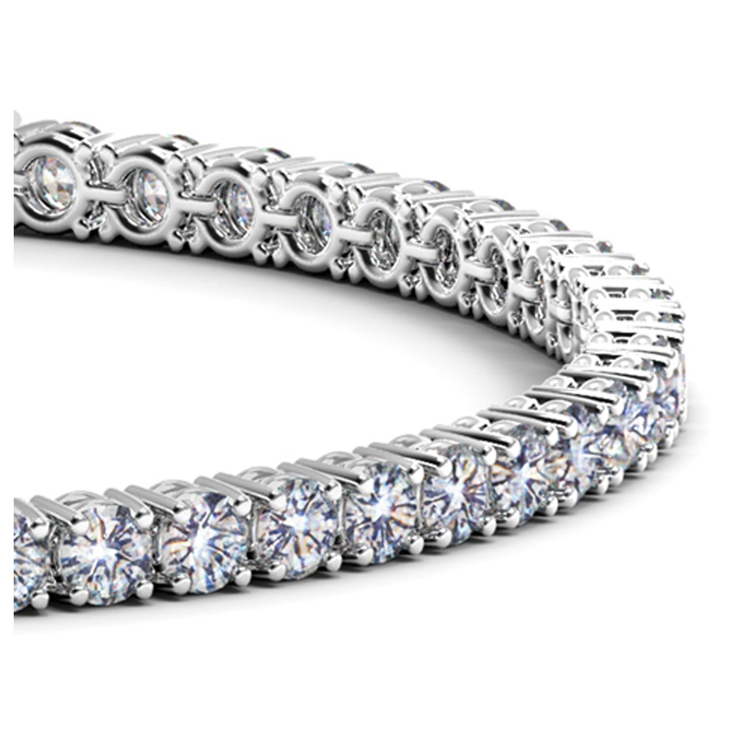 Lab grown round diamond tennis bracelet in 14k white gold, featuring 6 cctw of F/G VS2/SI1 diamonds, modern elegance.