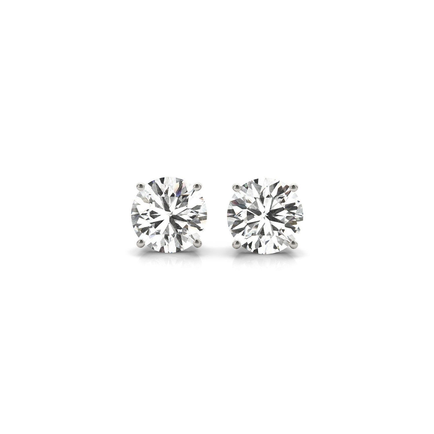 14k white gold round diamond stud earrings featuring G/VS2 clarity, a timeless classic for elegant occasions.