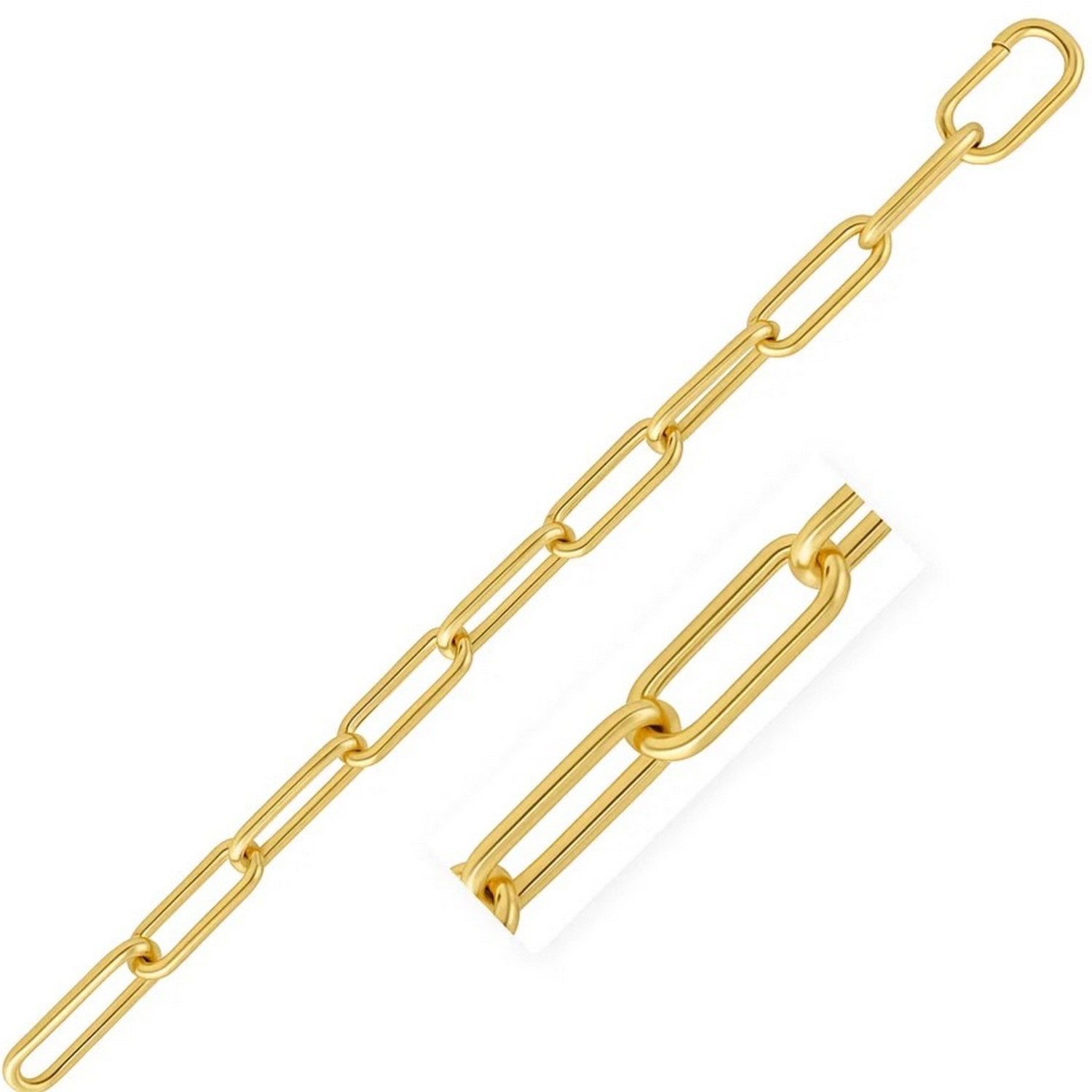 14k yellow gold modern paperclip bracelet featuring elegant round links, perfect for sophisticated style.