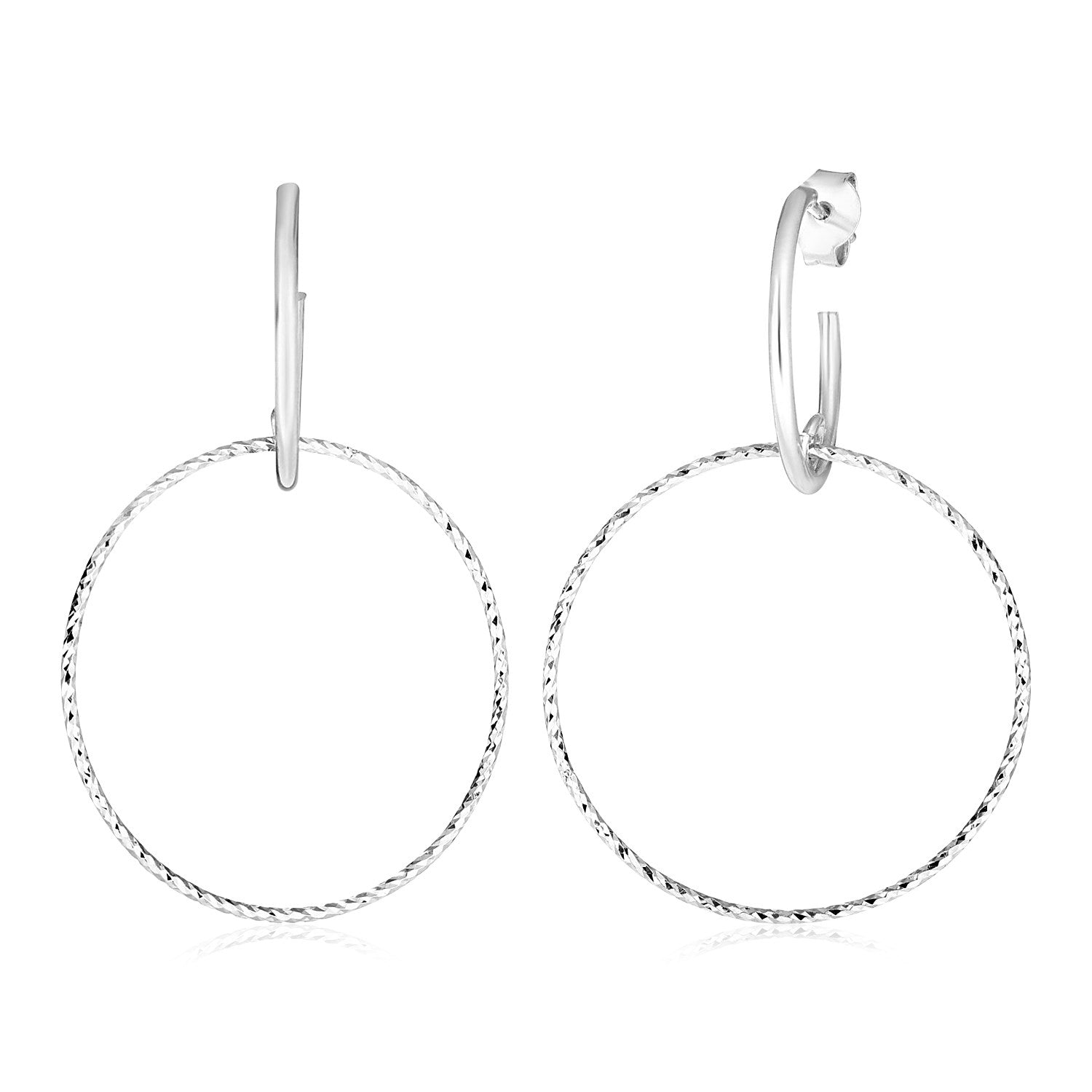 Sterling silver textured polished dangle earrings with a modern design, perfect for elegant occasions.