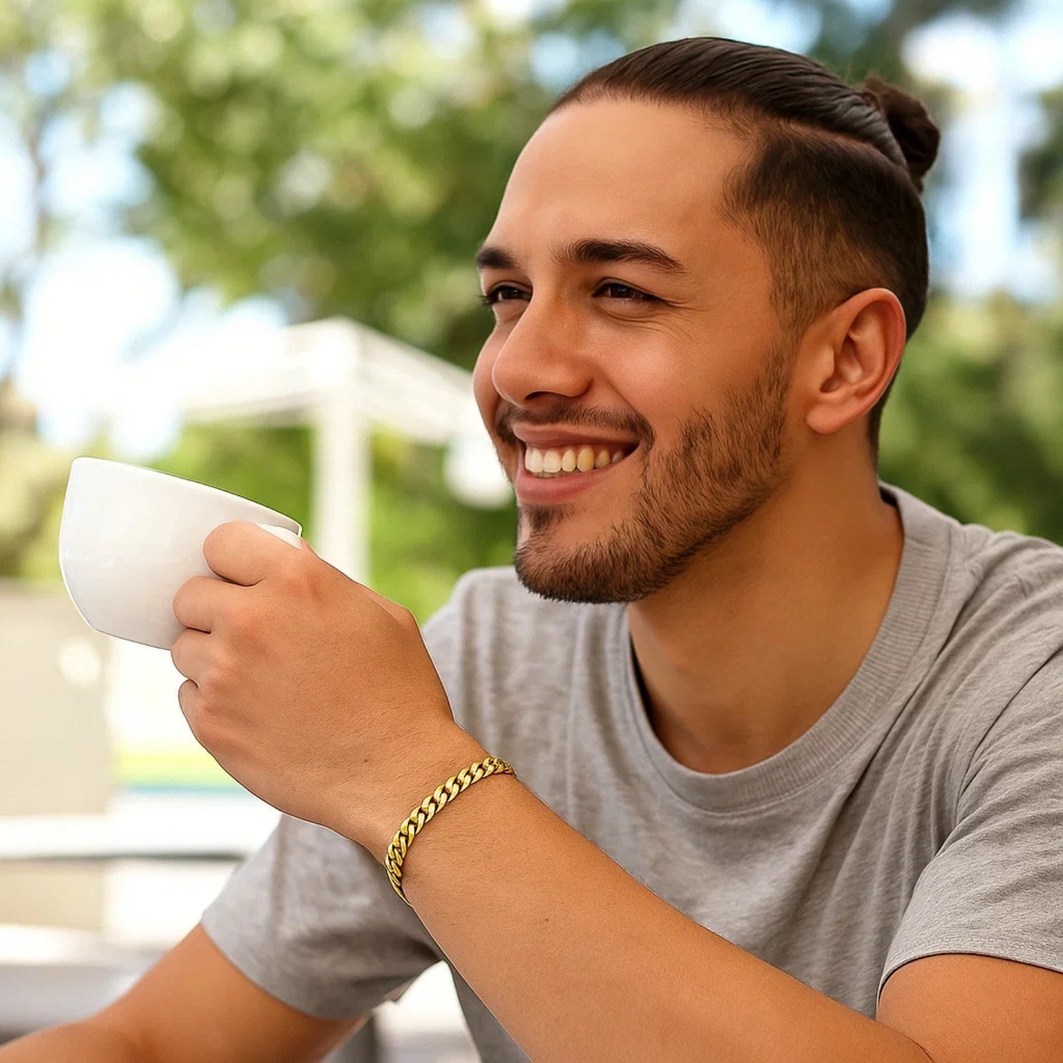 14k yellow gold classic Miami Cuban bracelet, 7.10 mm, featuring modern link design for a timeless luxury appeal.