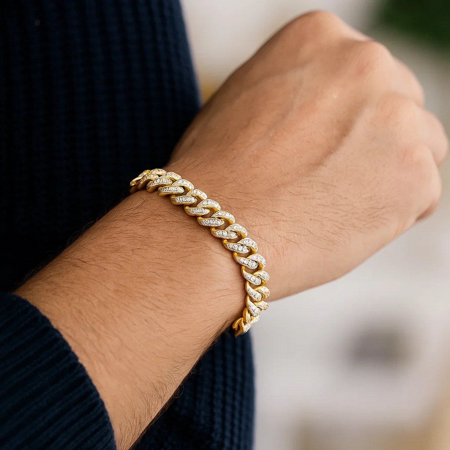 14k yellow gold modern Miami Cuban bracelet with high polish finish and elegant link design, 8.00 mm width.