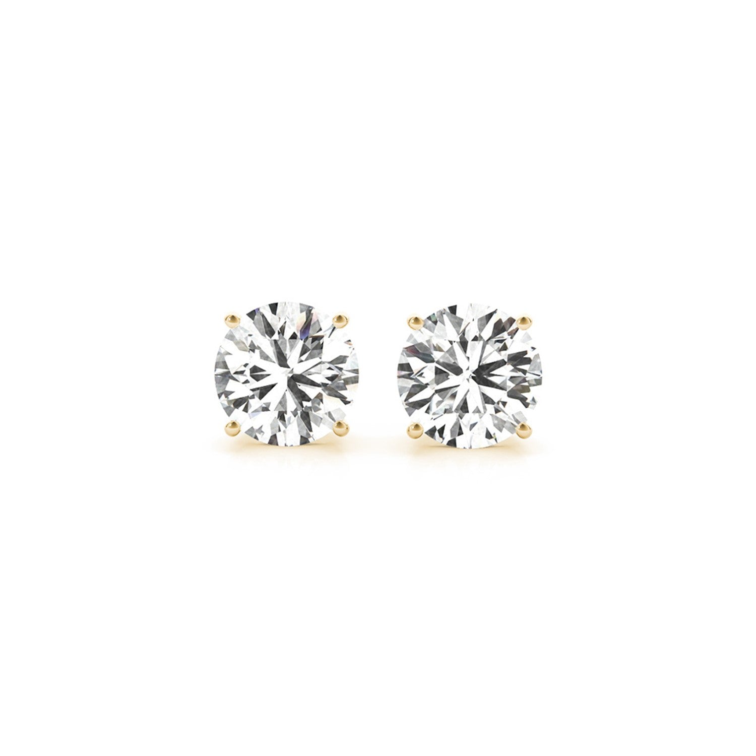 14k yellow gold stud earrings featuring 3 cttw certified IGI lab-grown diamonds in a modern round design.