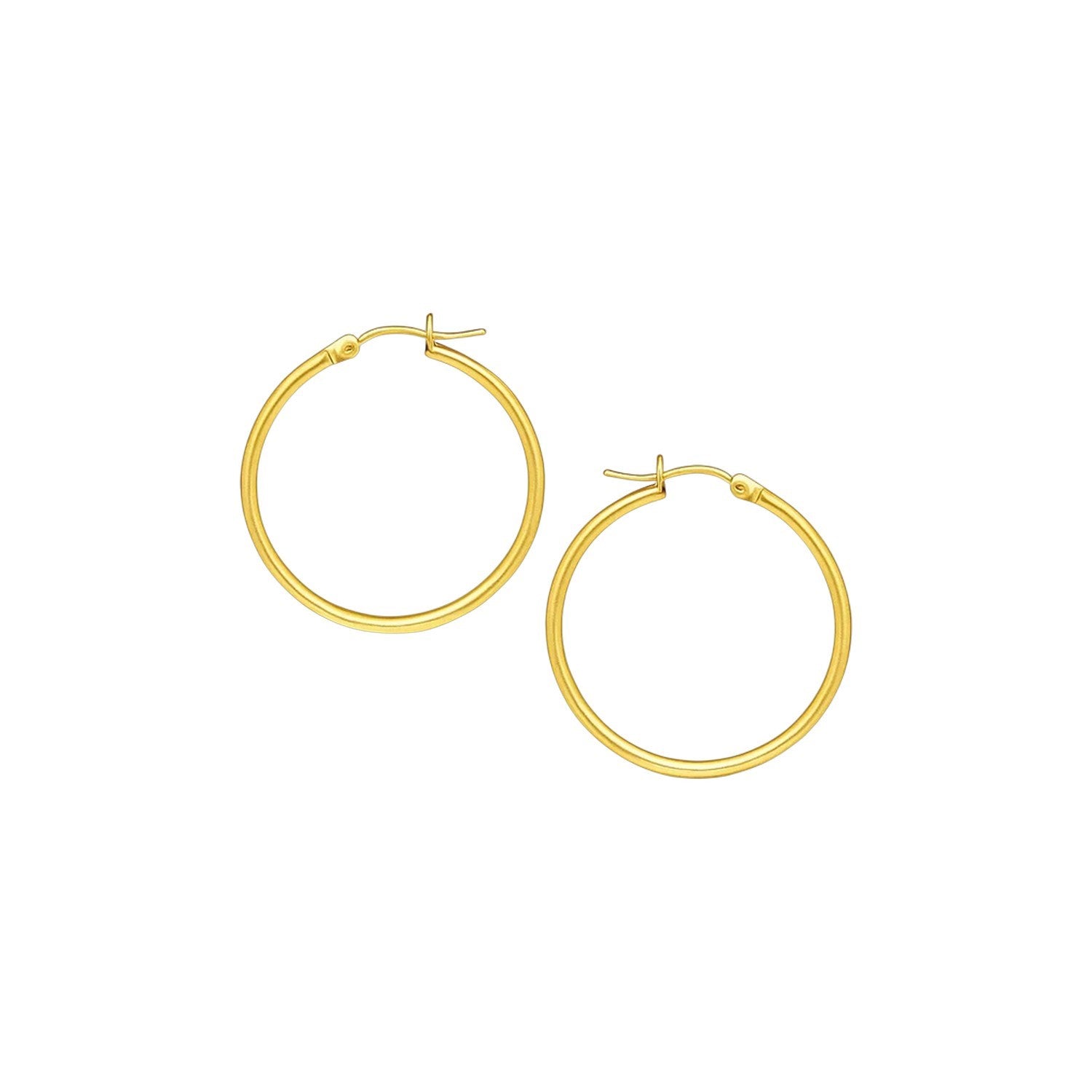 14k yellow gold polished hoop earrings, contemporary design, perfect for elegant everyday wear.