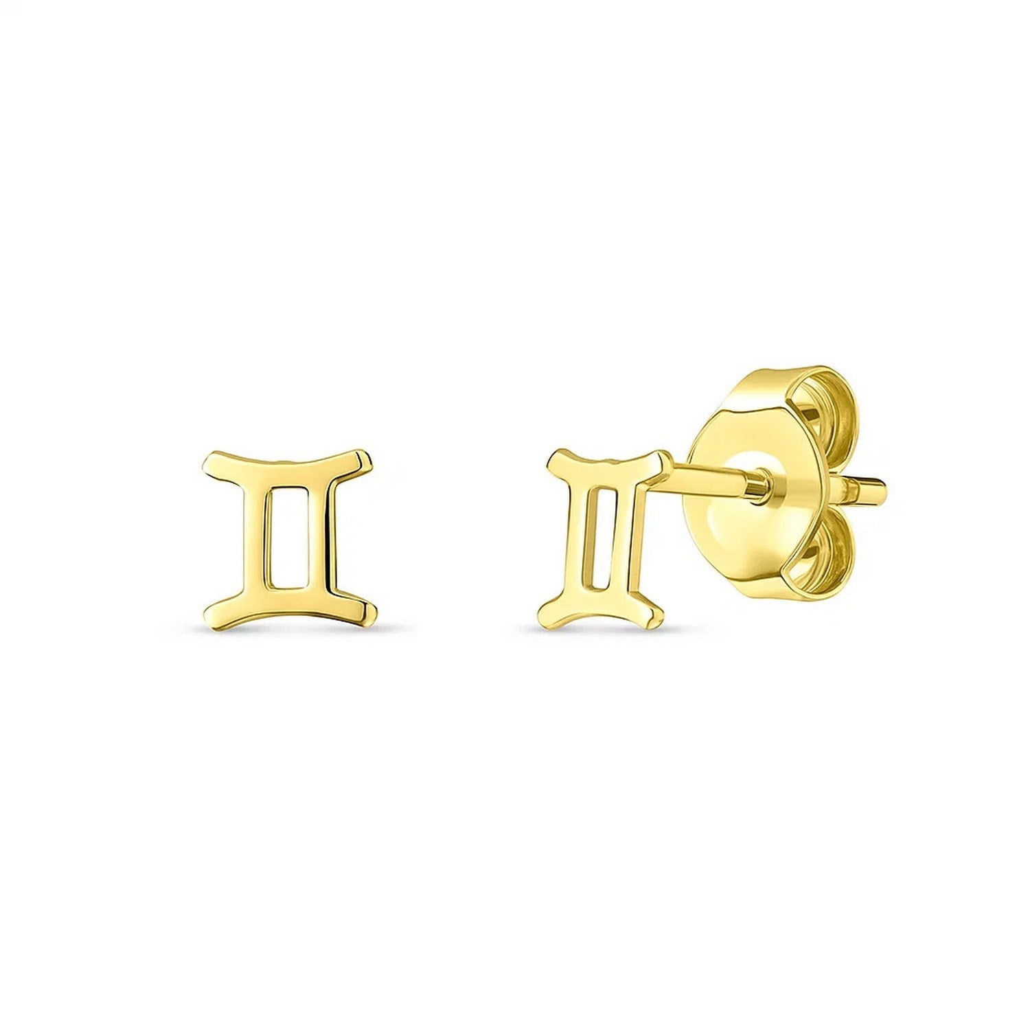 14k yellow gold modern stud earrings featuring a sleek design, perfect for elegant everyday wear.