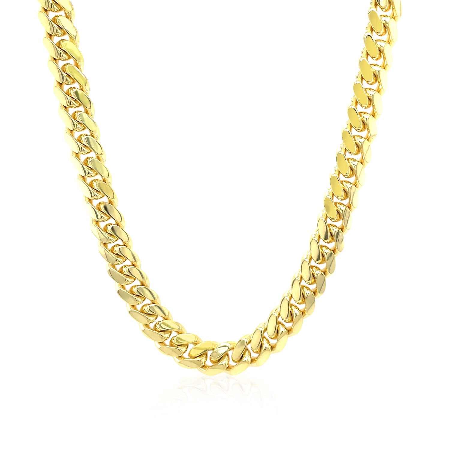 14k yellow gold classic Miami Cuban chain, solid design, 6.10 mm width, perfect for luxury layering or standalone elegance.