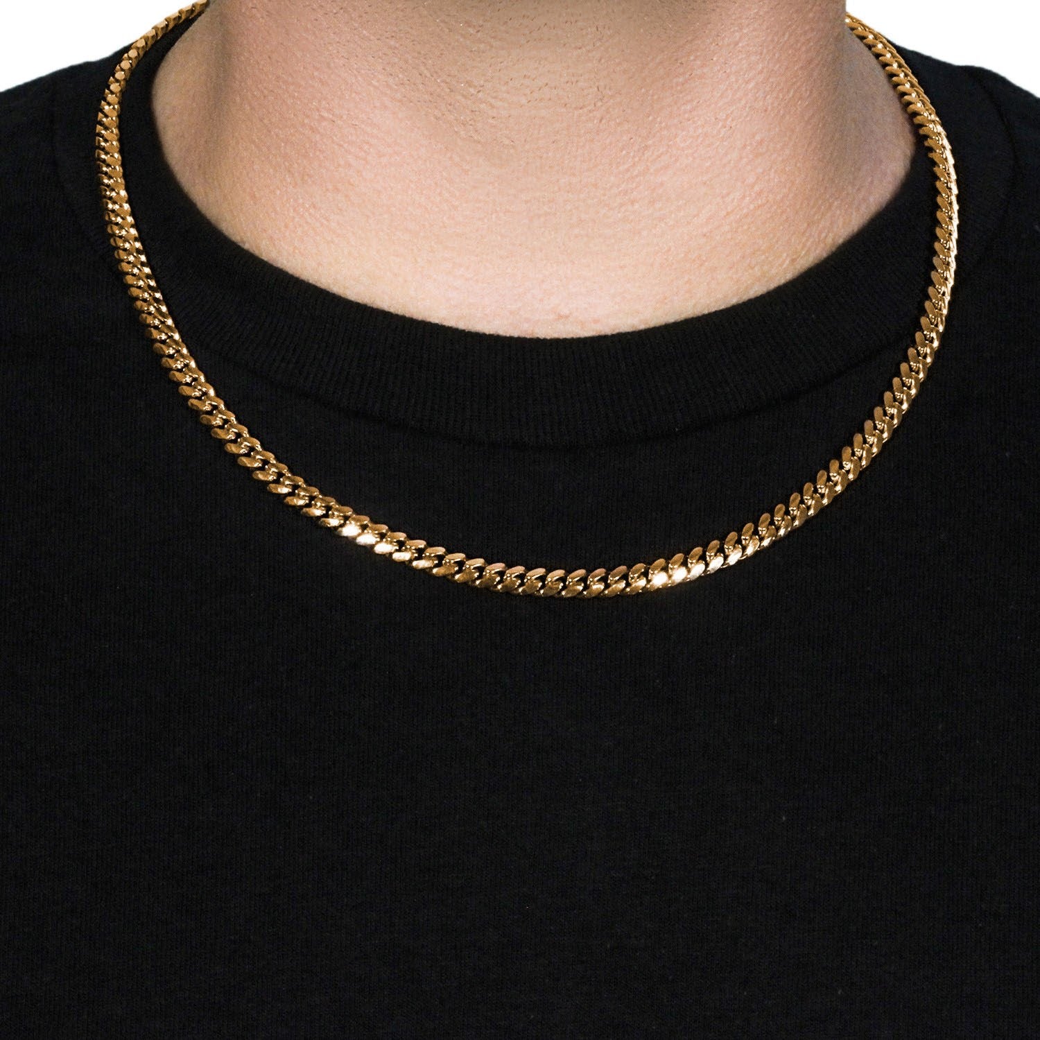 14k yellow gold classic Miami Cuban chain, 6.10 mm, featuring a timeless round link design for elegant sophistication.