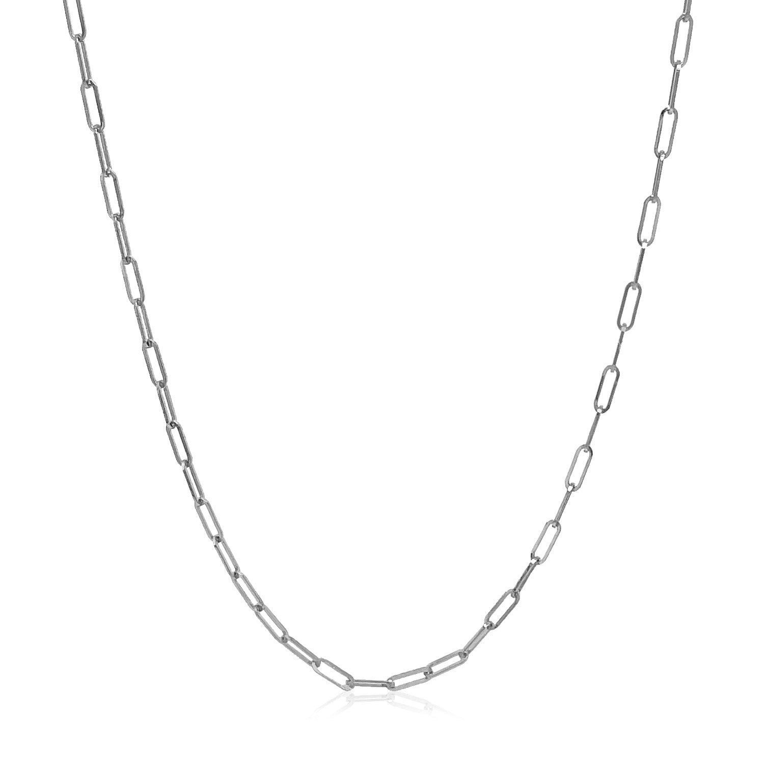 14k white gold adjustable paperclip chain with modern links, perfect for layering or wearing solo as a statement piece.