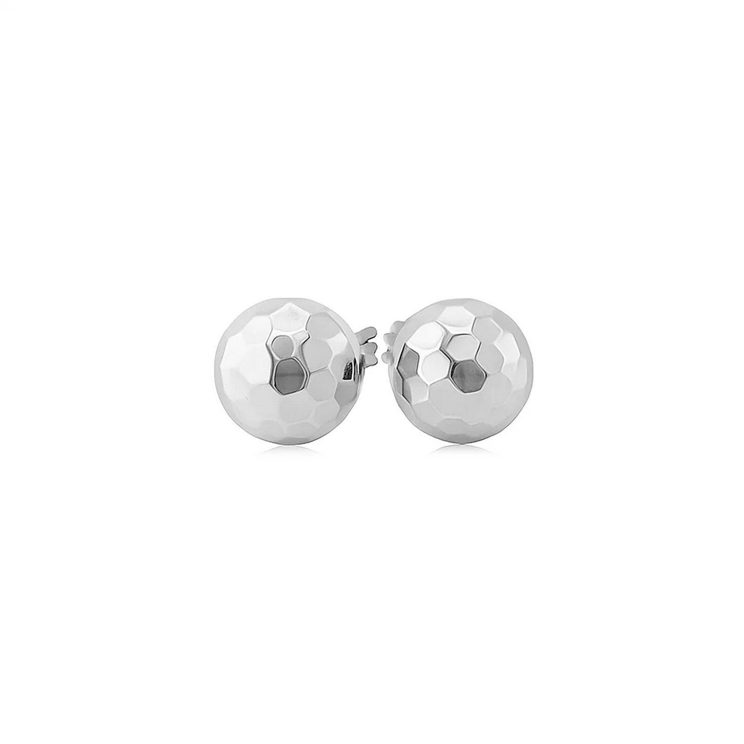 14k white gold faceted ball stud earrings showcasing modern elegance and timeless luxury in a chic design.
