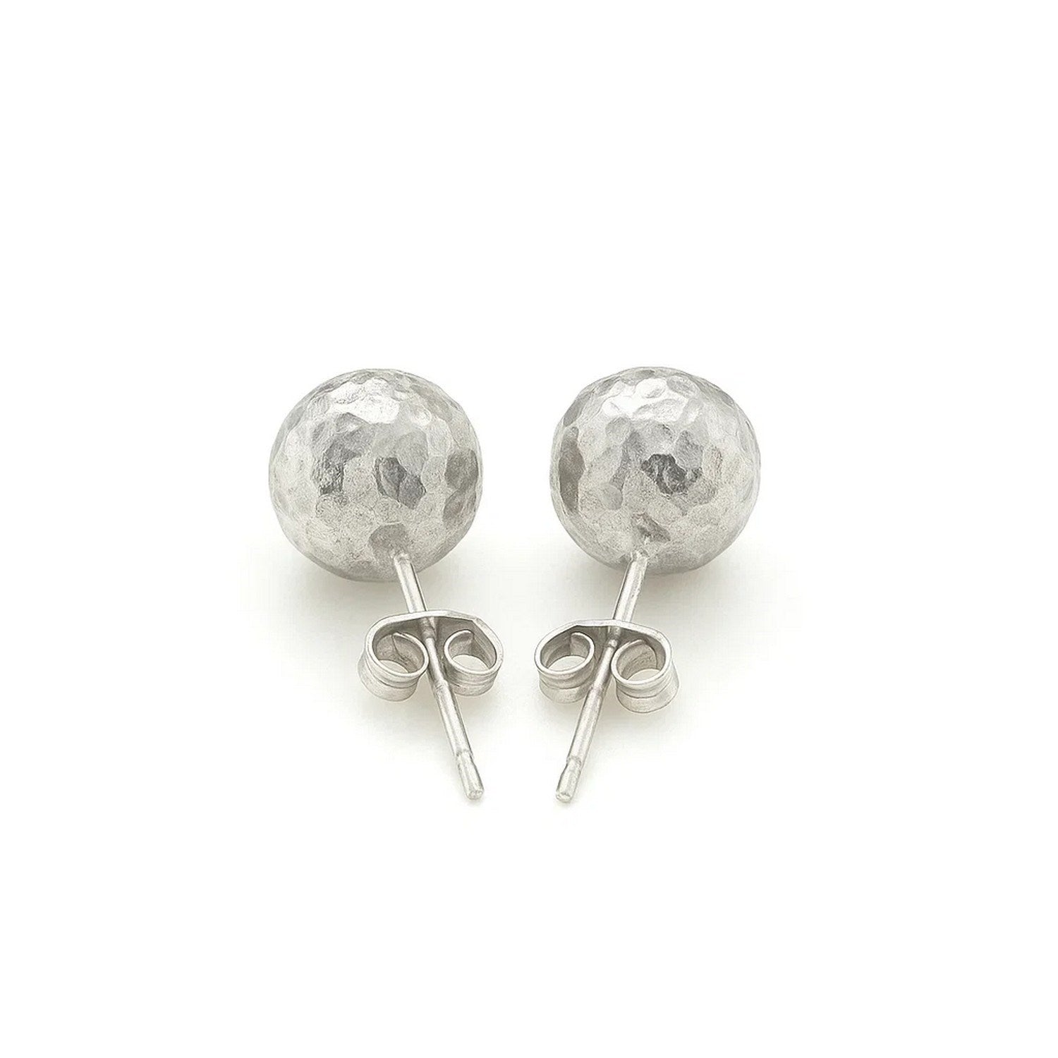 14k white gold faceted ball stud earrings showcasing modern elegance and refined craftsmanship.
