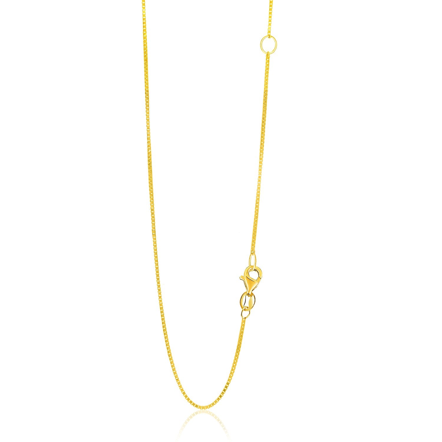 14k yellow gold adjustable box chain, modern design, 0.80 mm thickness, perfect for layering or standalone elegance.