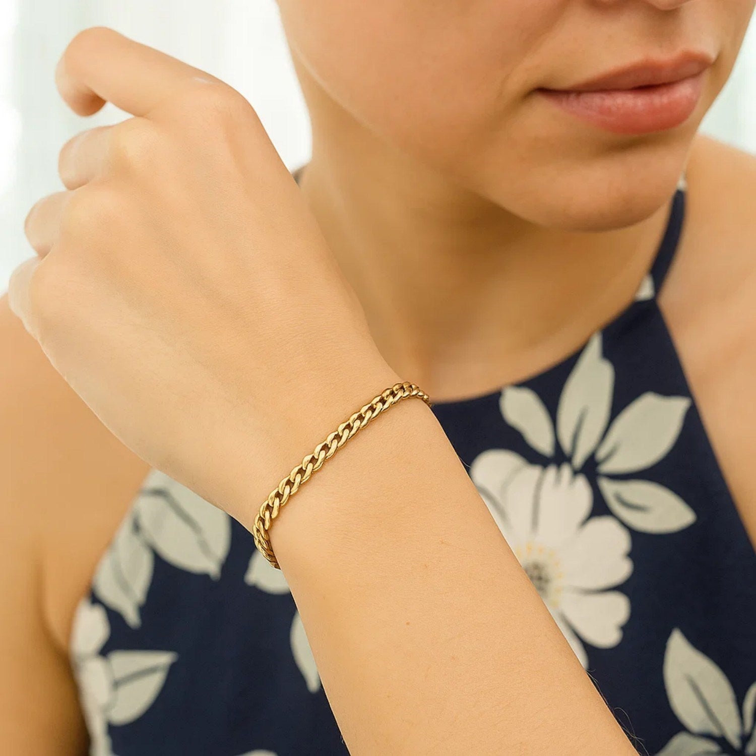 14k yellow gold classic Miami Cuban bracelet with elegant round links, showcasing timeless luxury and craftsmanship.