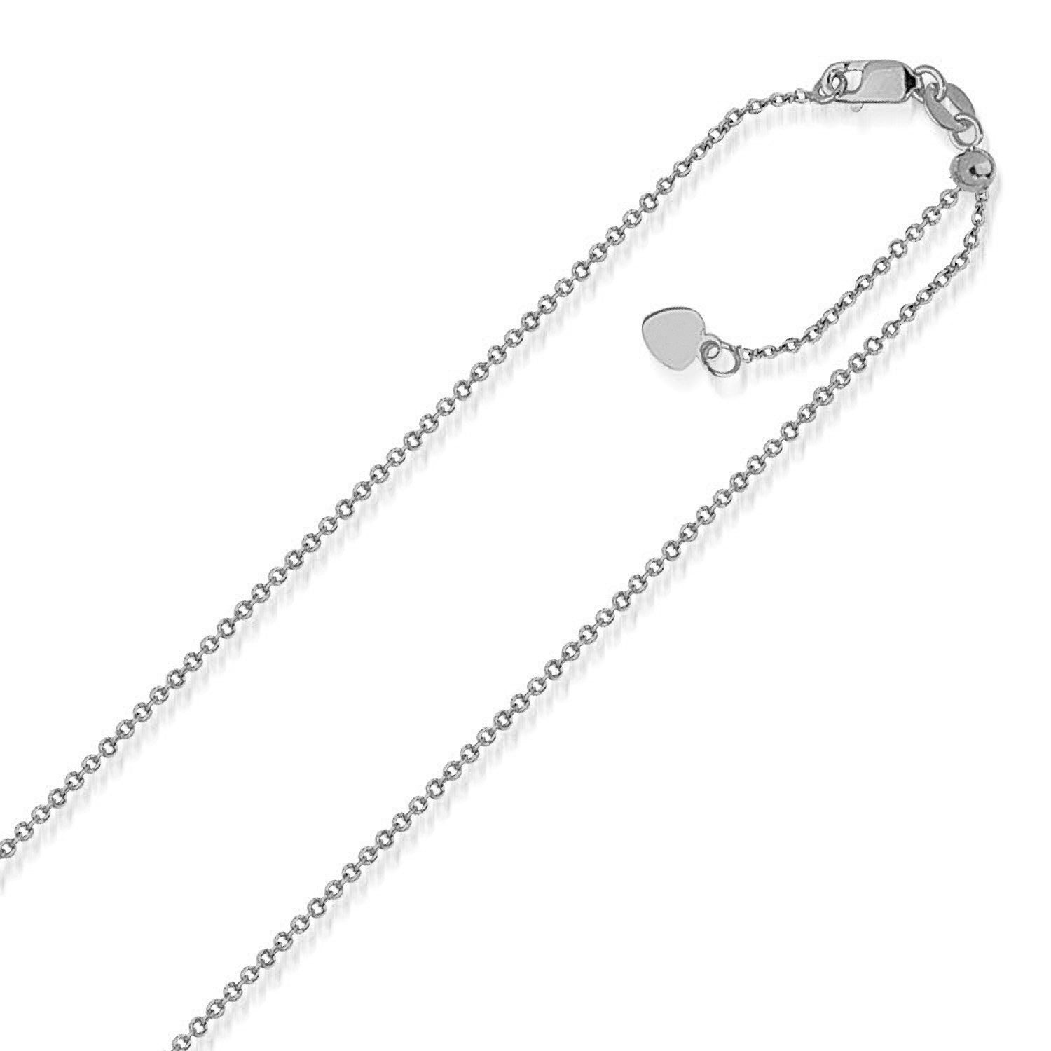 14k white gold Singapore style adjustable chain, contemporary design, perfect for layering or standalone elegance.