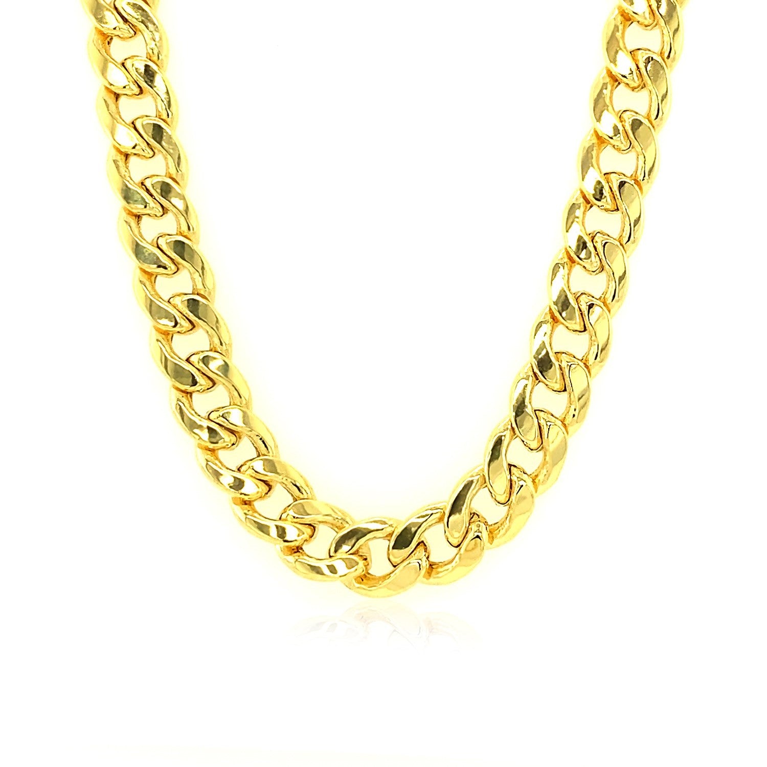 14k yellow gold Miami Cuban chain, 7.00 mm, modern design with round links, perfect for luxurious layering.