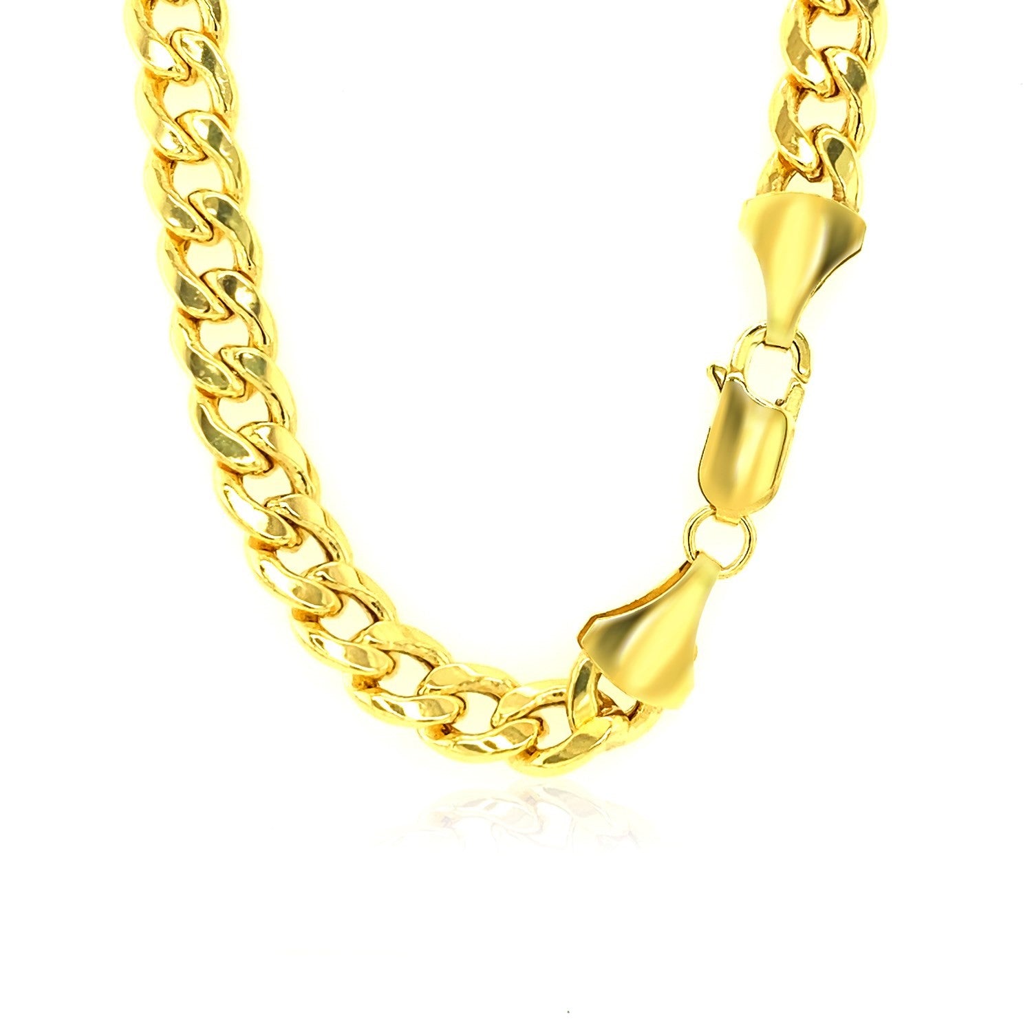 14k yellow gold Miami Cuban semi-solid chain, 7.00 mm, modern design with a luxurious, polished finish.