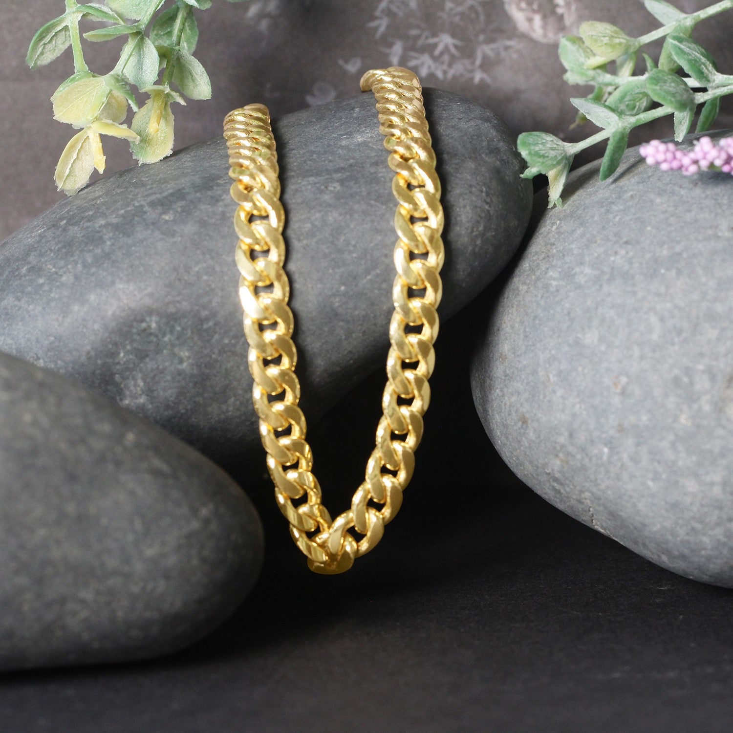 14k yellow gold Miami Cuban semi-solid chain, 7.00 mm, showcasing a modern round link design for luxury elegance.