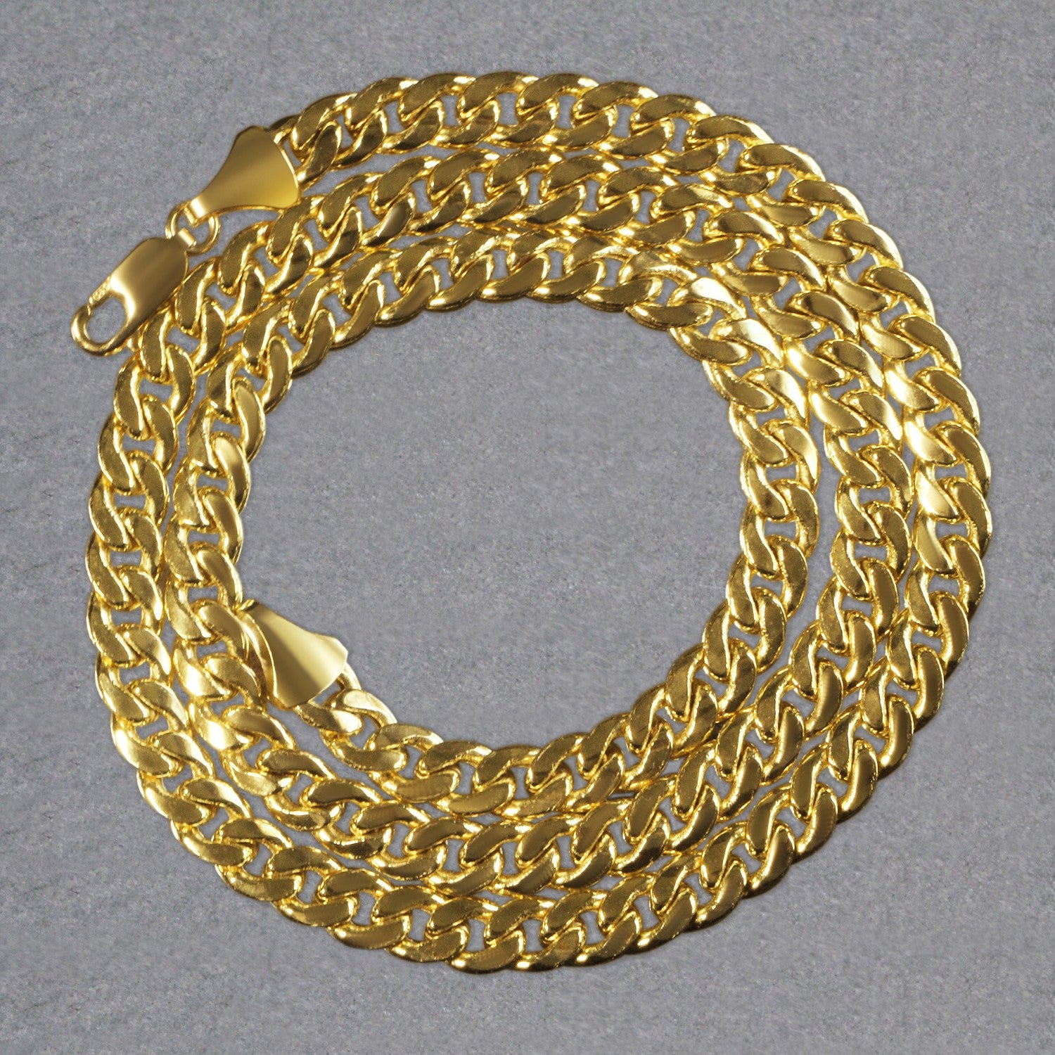 14k yellow gold Miami Cuban semi-solid chain, modern design with a sleek 7.00 mm round link style.