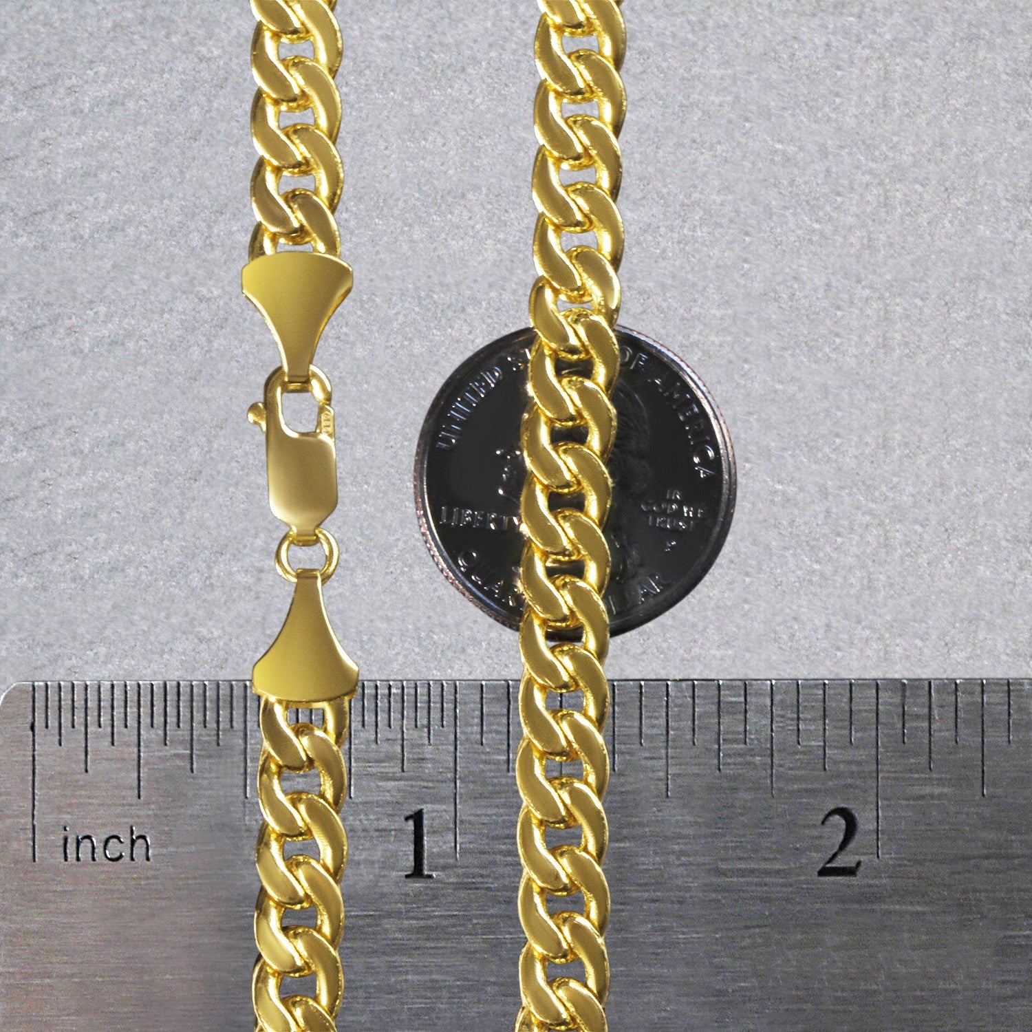 14k yellow gold Miami Cuban semi-solid chain, 7.00 mm, modern round design for a luxurious statement look.