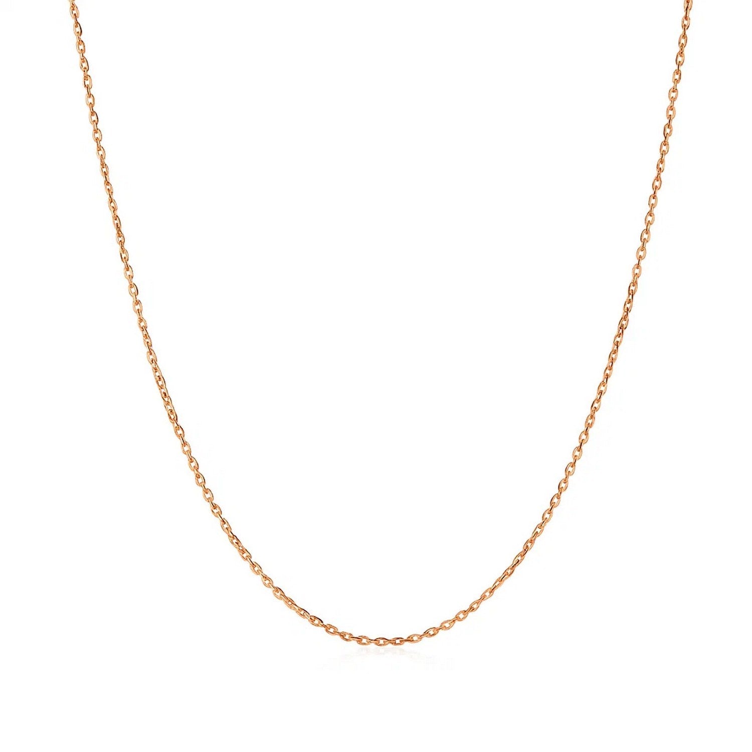 14k rose gold diamond cut cable link chain with modern design, showcasing elegant interlocking links.