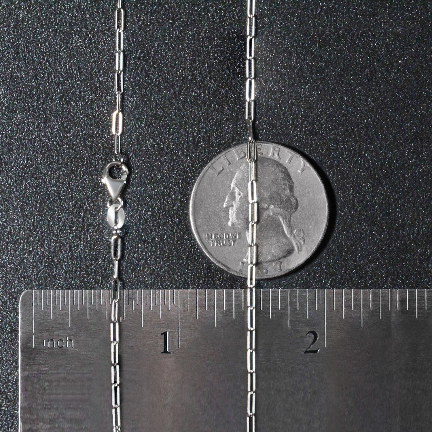 14k white gold fine paperclip chain, modern design with sleek round links, perfect for layering or standalone elegance.