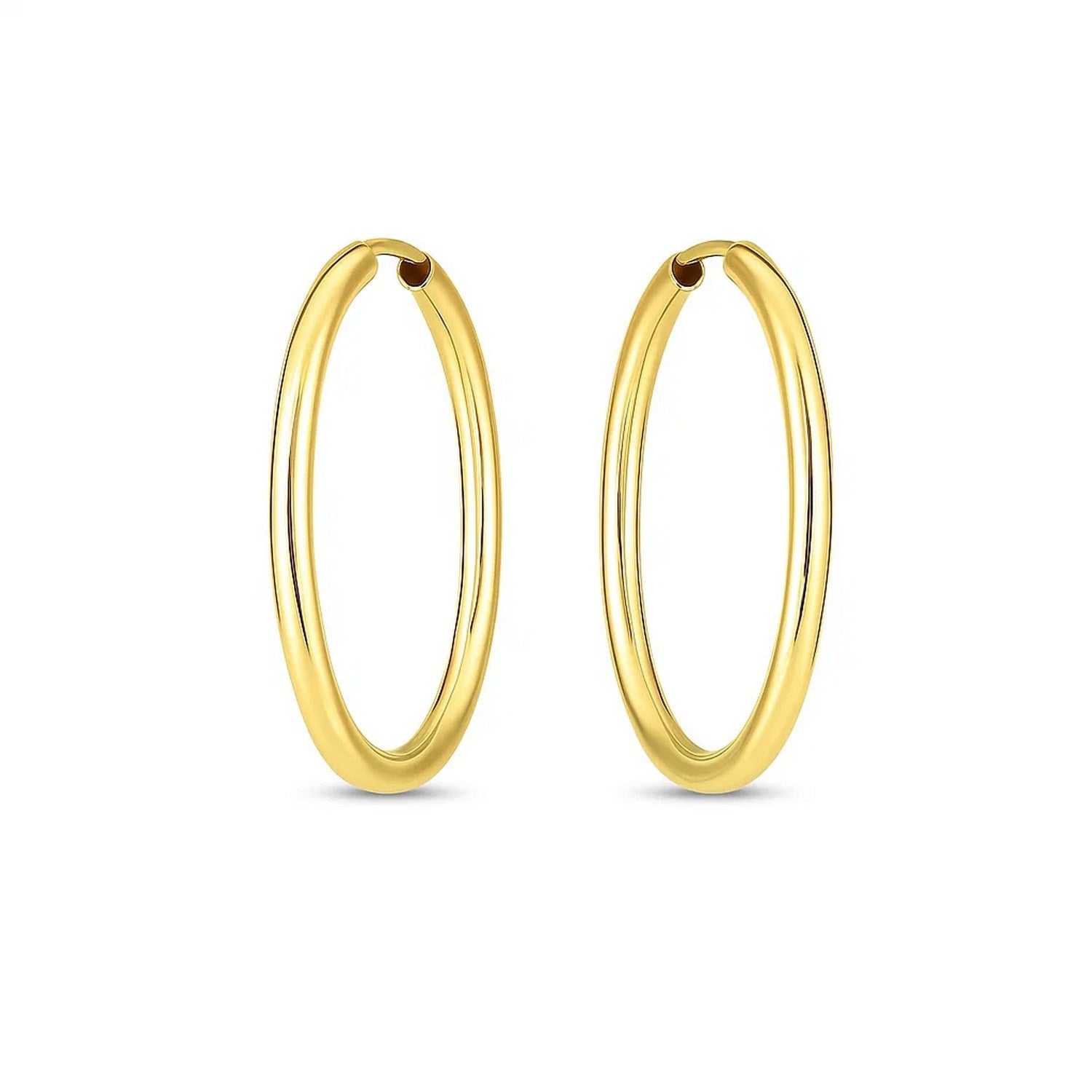 14k yellow gold modern endless oval hoop earrings showcasing a sleek, sophisticated design for elegant occasions