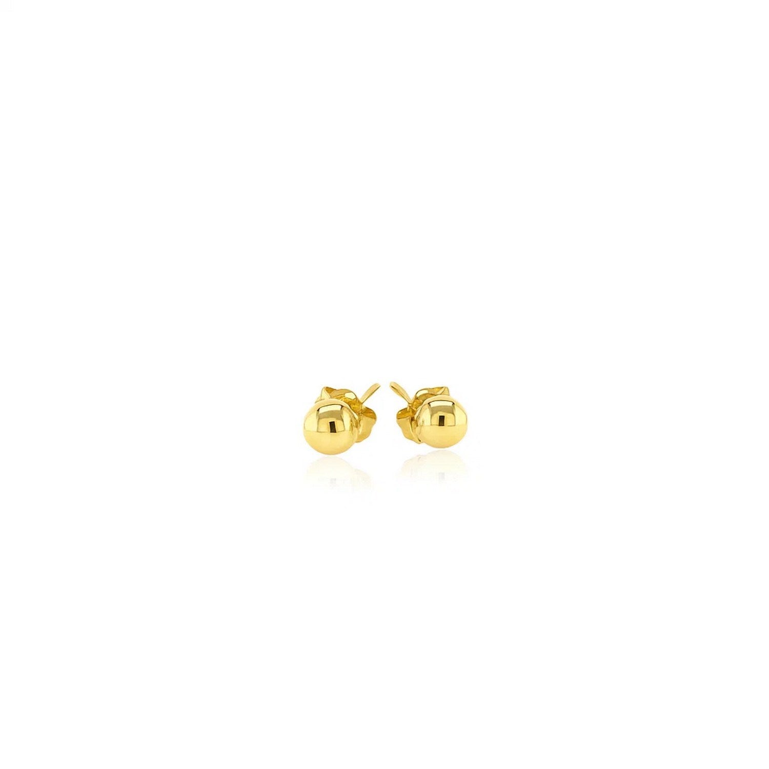 14k yellow gold polished ball style stud earrings, showcasing a classic design for timeless elegance.