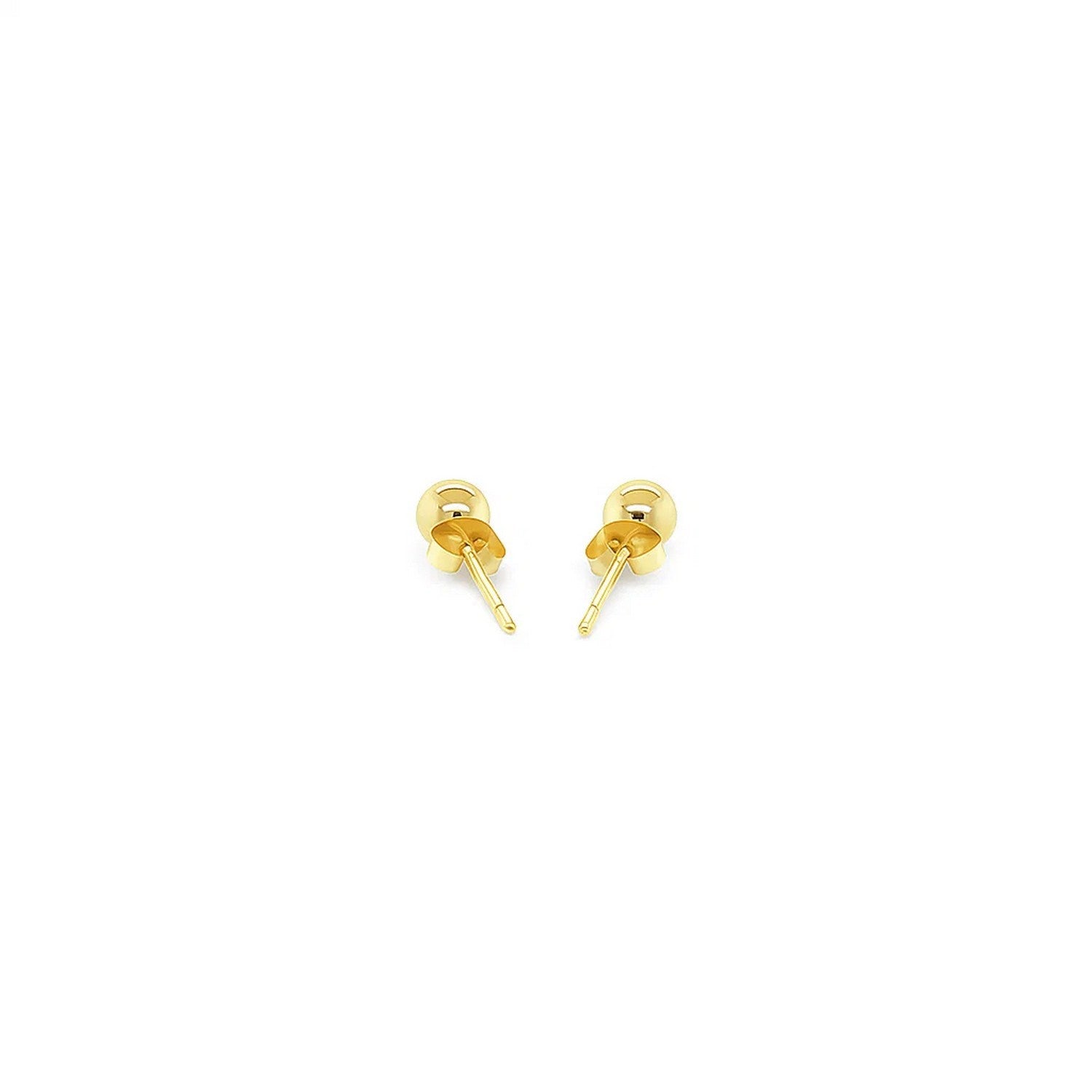 14k yellow gold polished ball stud earrings with a classic design, perfect for elegant everyday wear.
