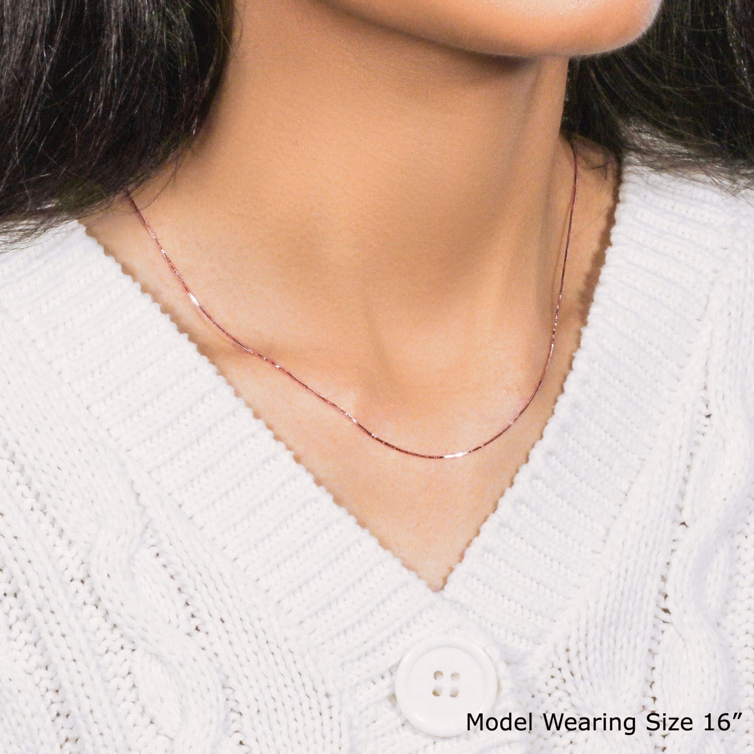 14k rose gold classic box chain featuring a sleek, modern design with a refined 0.60 mm thickness.