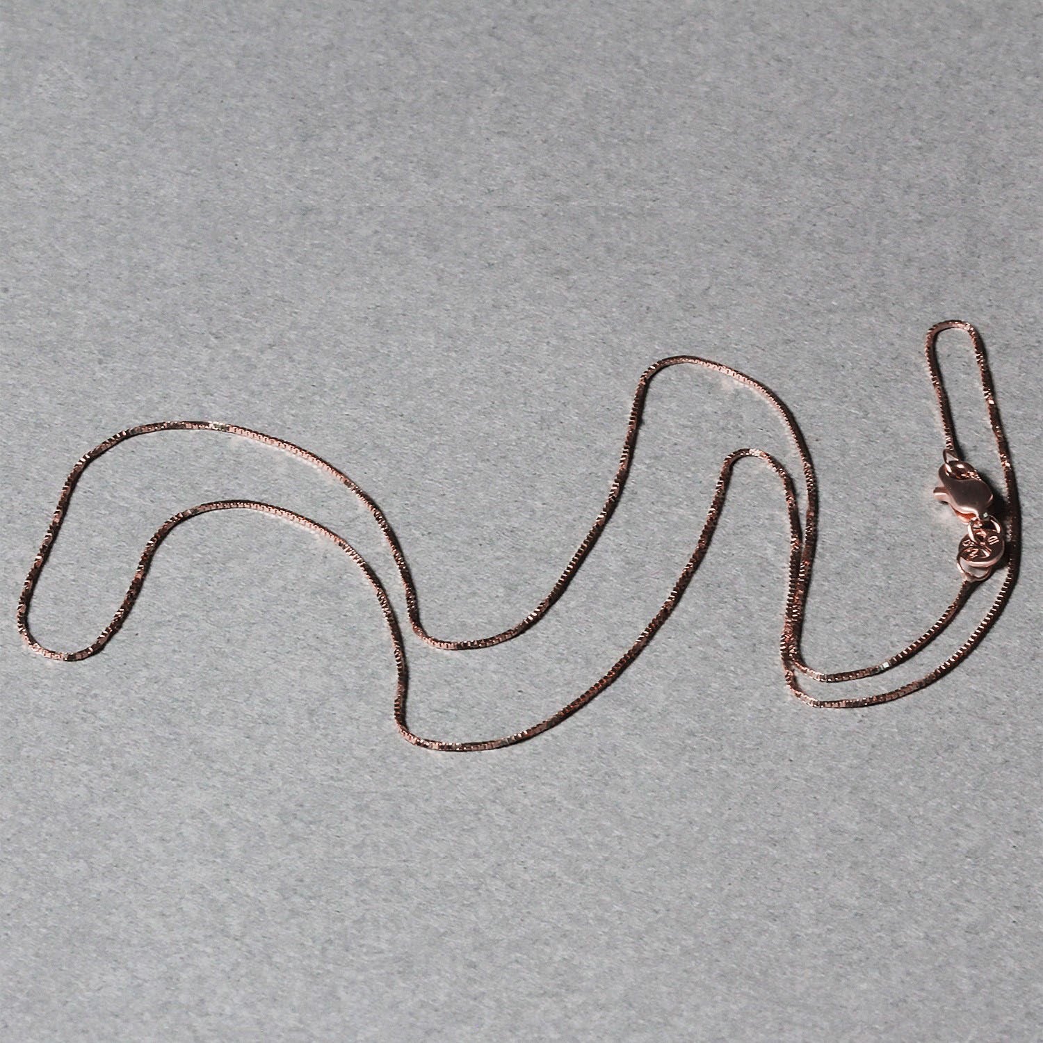 14k rose gold classic box chain with a sleek modern design, perfect for layering or standalone elegance.