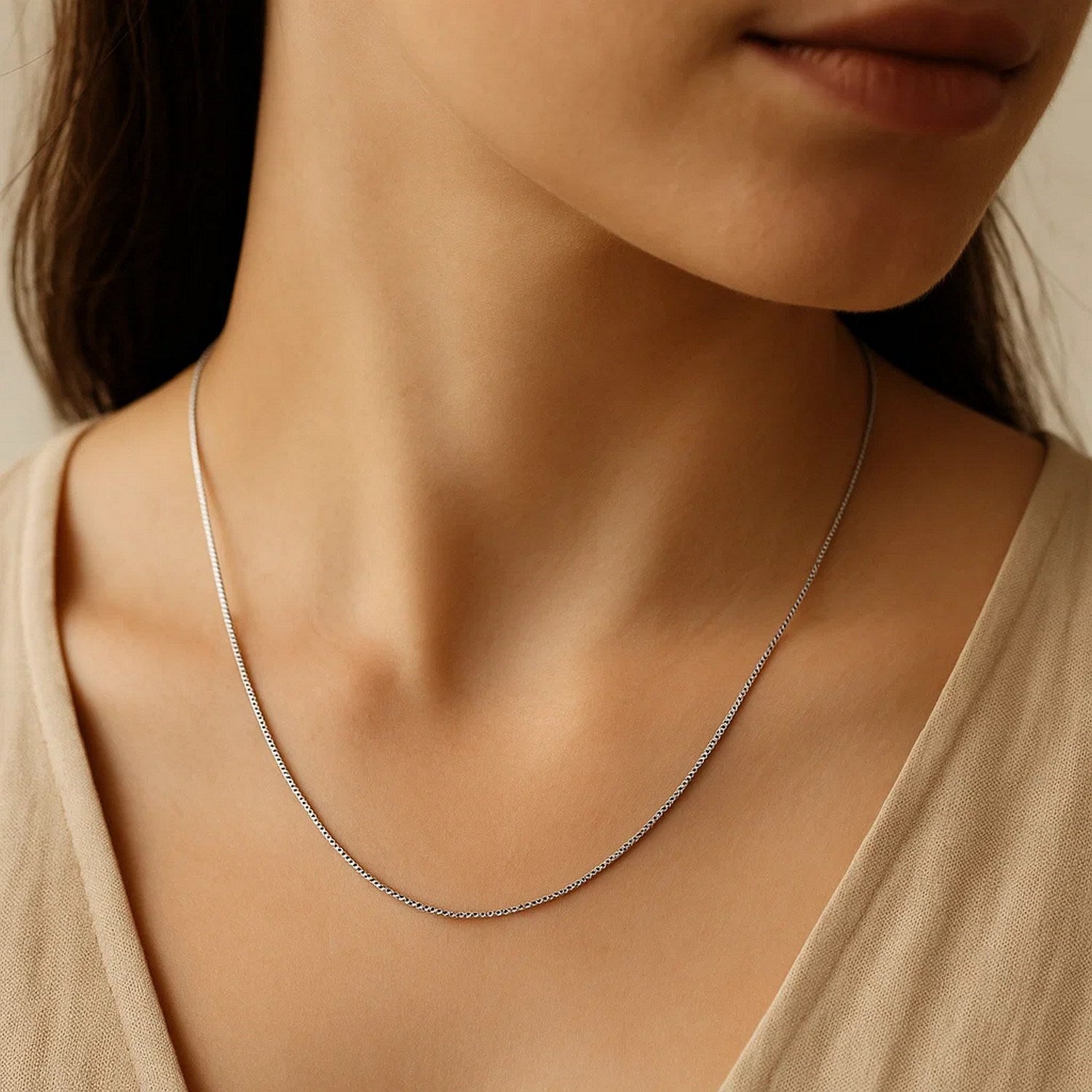 Catena a maglie classiche in oro bianco 14k (0,45 mm)