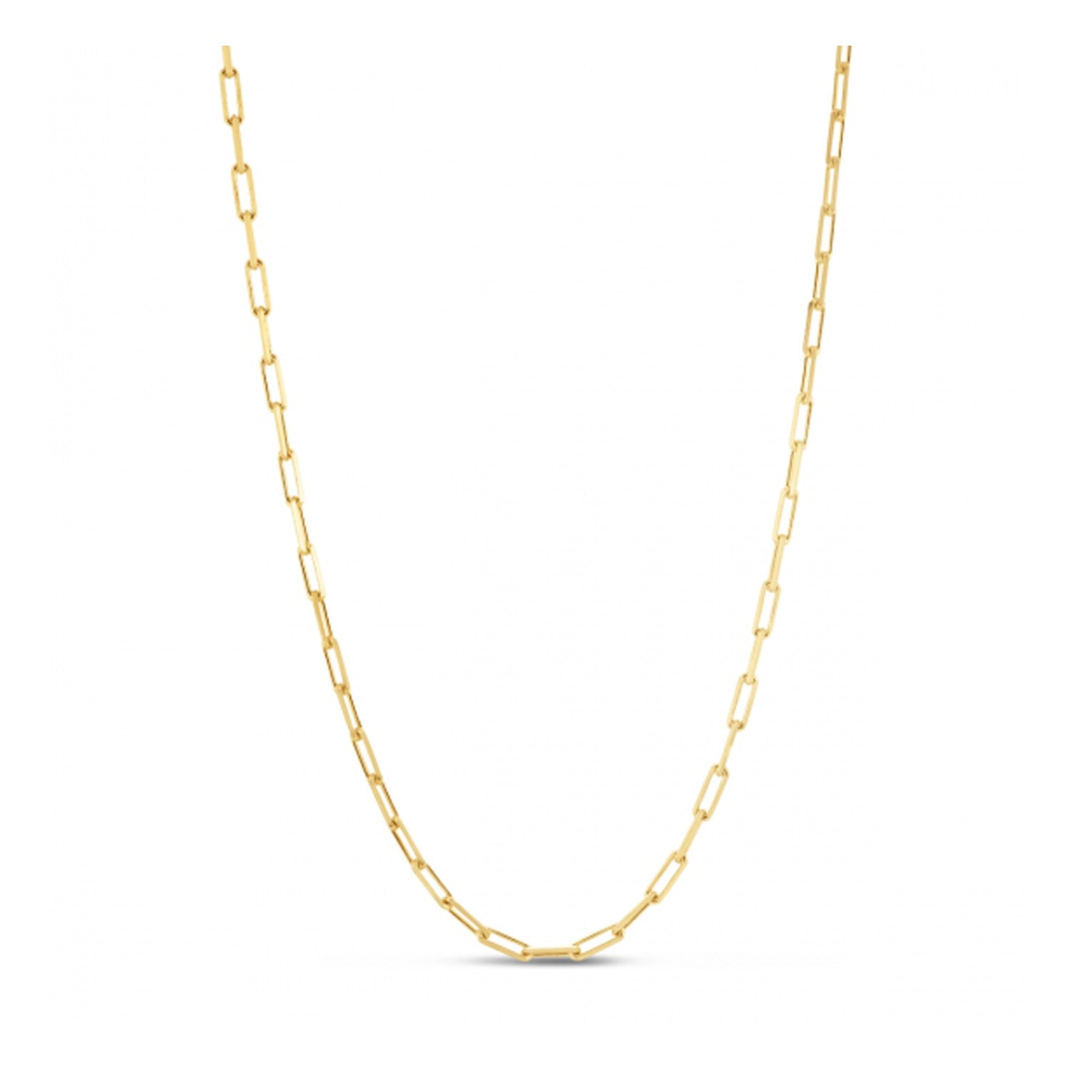 Sterling silver gold plated paperclip chain with modern links, showcasing elegance and versatility for luxury styling.