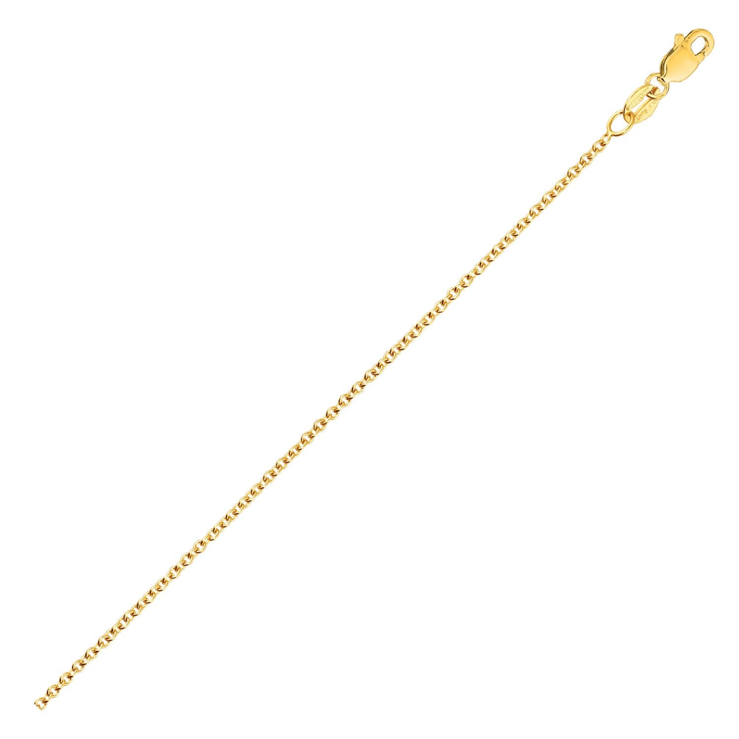 14k yellow gold round cable link chain, modern design, 2.6 mm links, perfect for layering or standalone elegance.