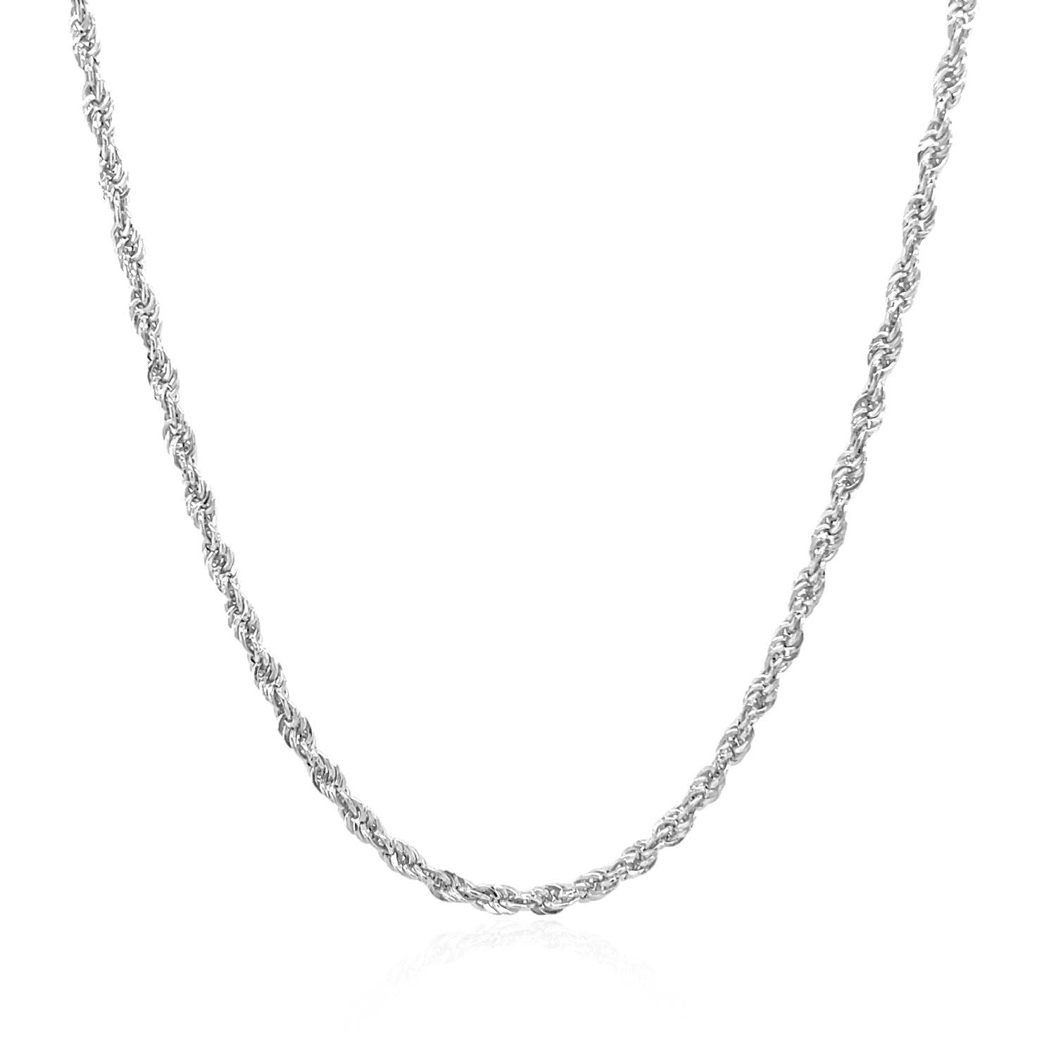 Elegant 14k white gold light rope chain (2.00 mm) showcasing refined craftsmanship and timeless style.