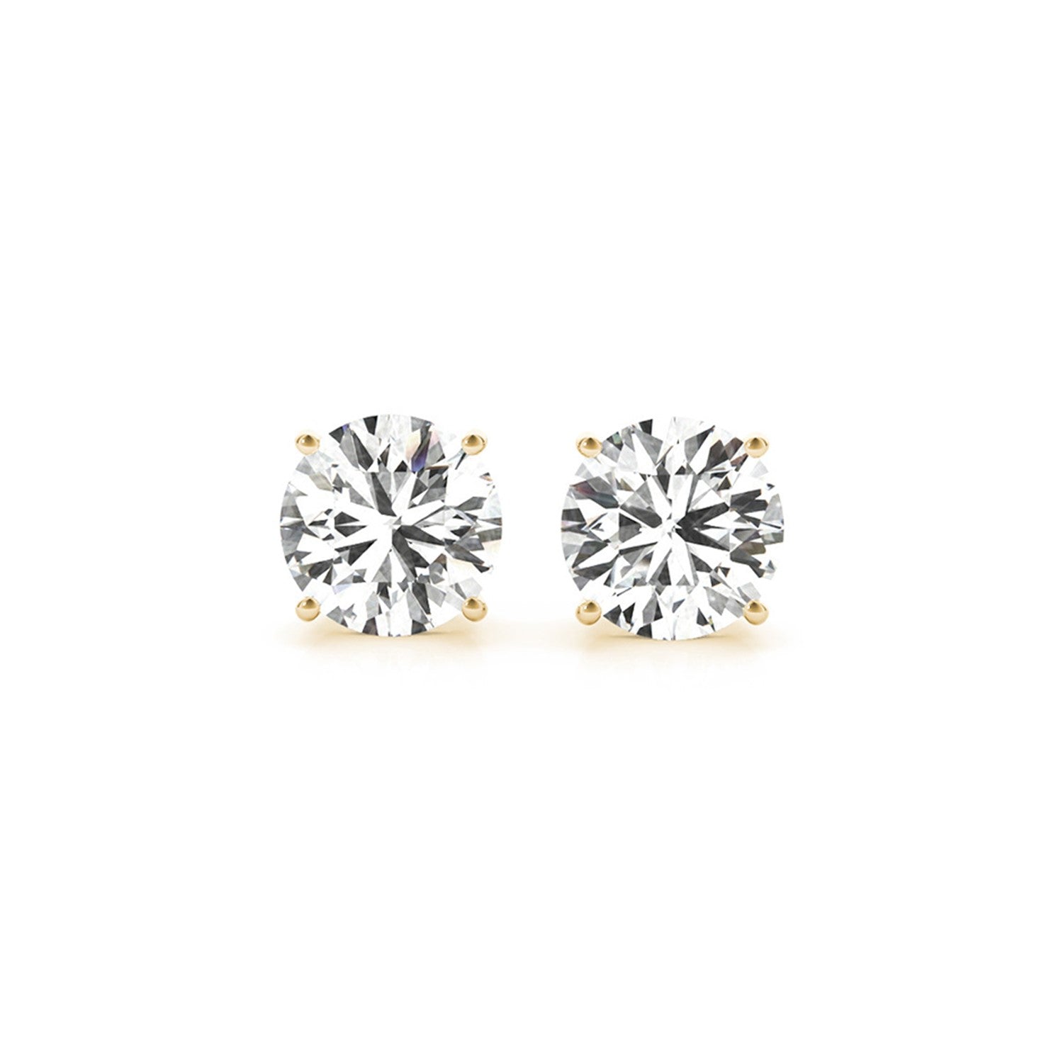 14k yellow gold stud earrings featuring 4 cttw certified IGI lab-grown diamonds in an elegant round design.