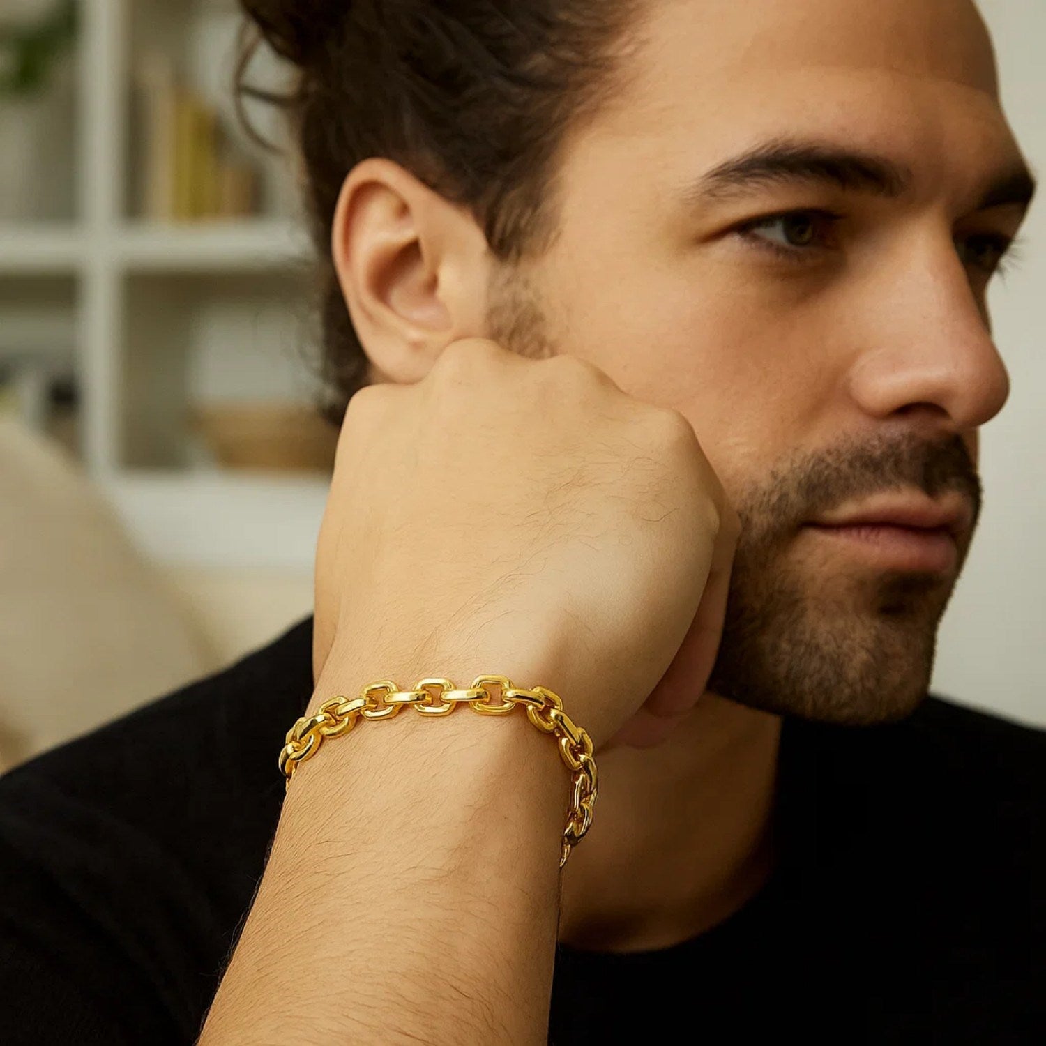 Elegant 14k yellow gold French cable chain bracelet with refined links, perfect for luxurious layering or solo wear.